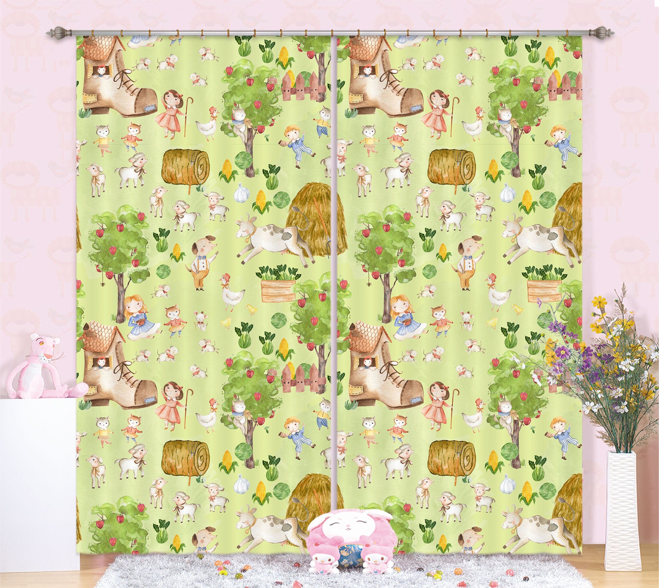 3D Cute Sheep 104 Uta Naumann Curtain Curtains Drapes Curtains AJ Creativity Home