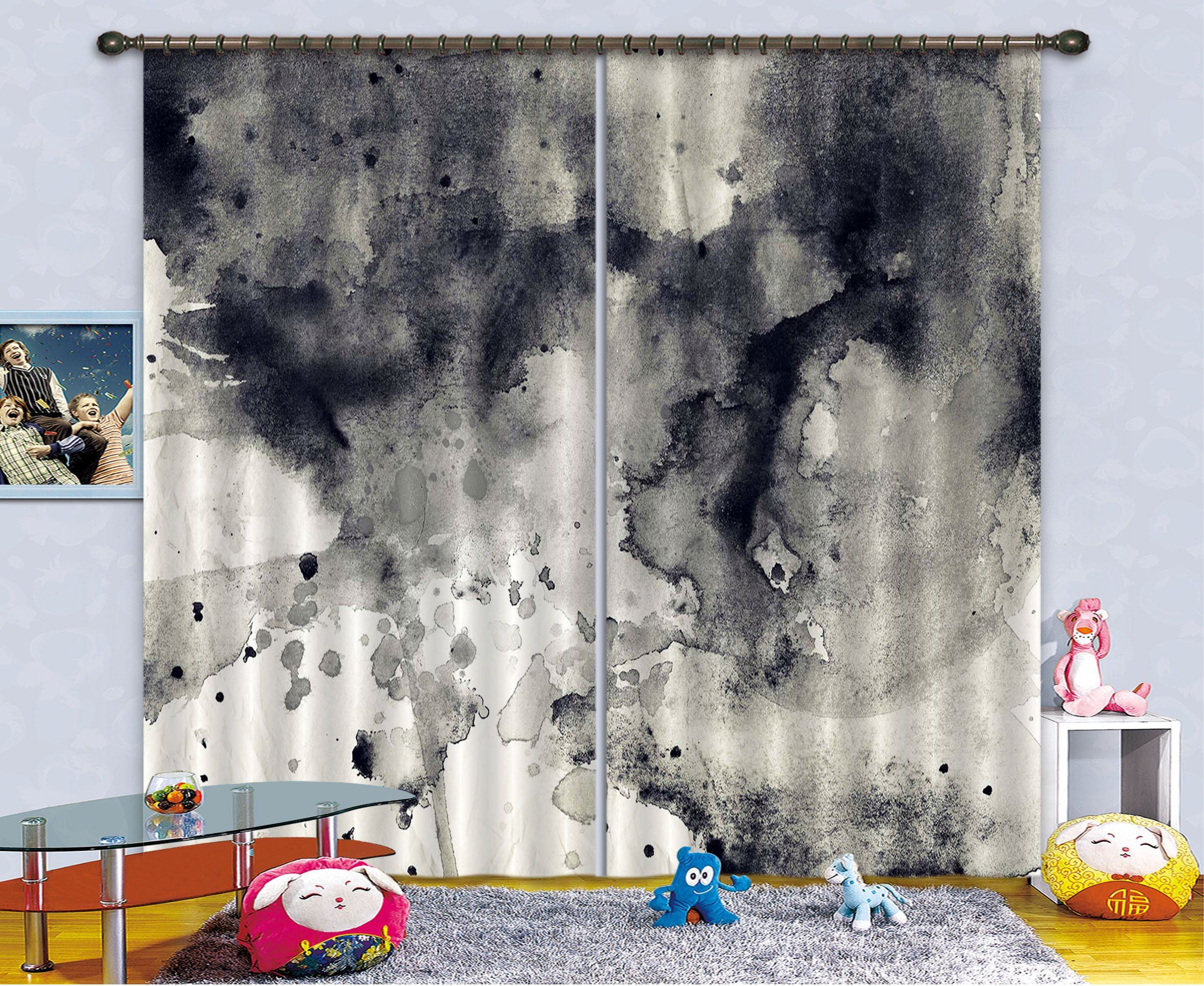 3D Ink Drawing Abstract 2 Curtains Drapes Curtains AJ Creativity Home