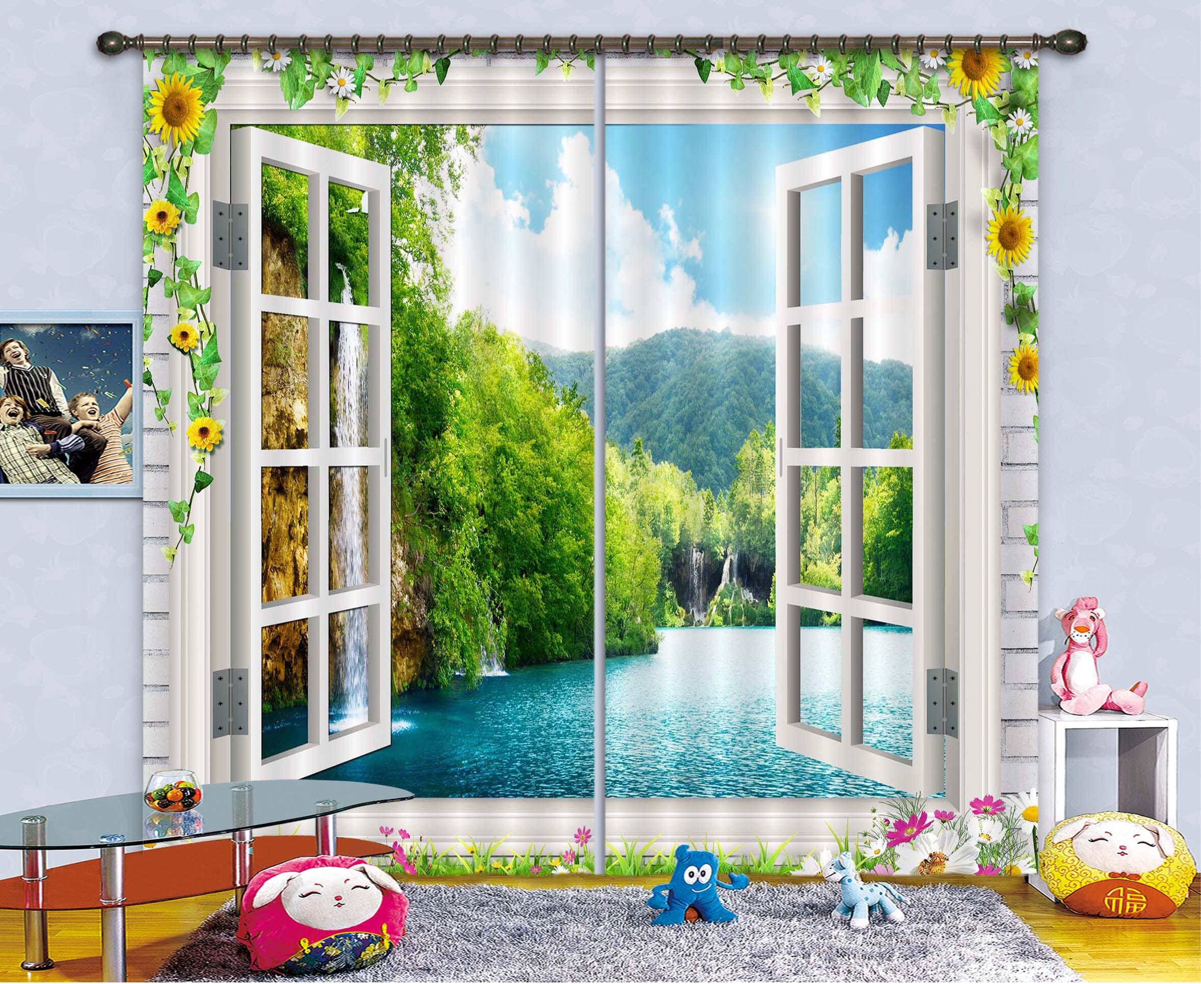 3D Landscape Lake 856 Curtains Drapes Wallpaper AJ Wallpaper
