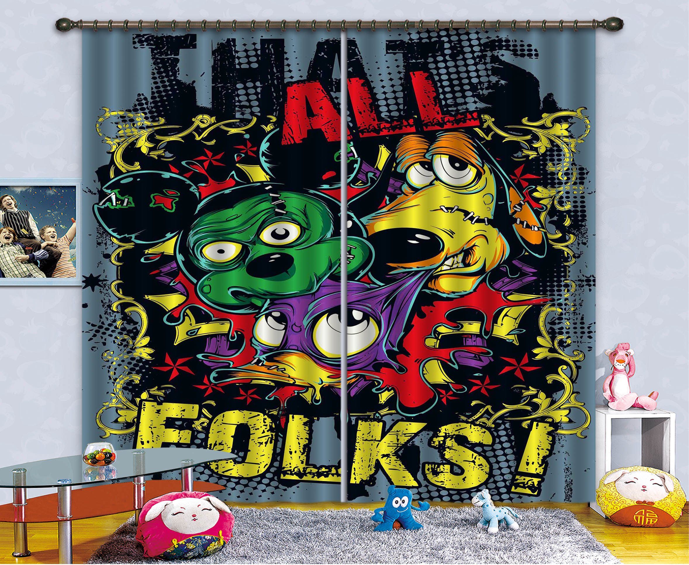 3D Funny Animals Pattern 2357 Curtains Drapes Wallpaper AJ Wallpaper