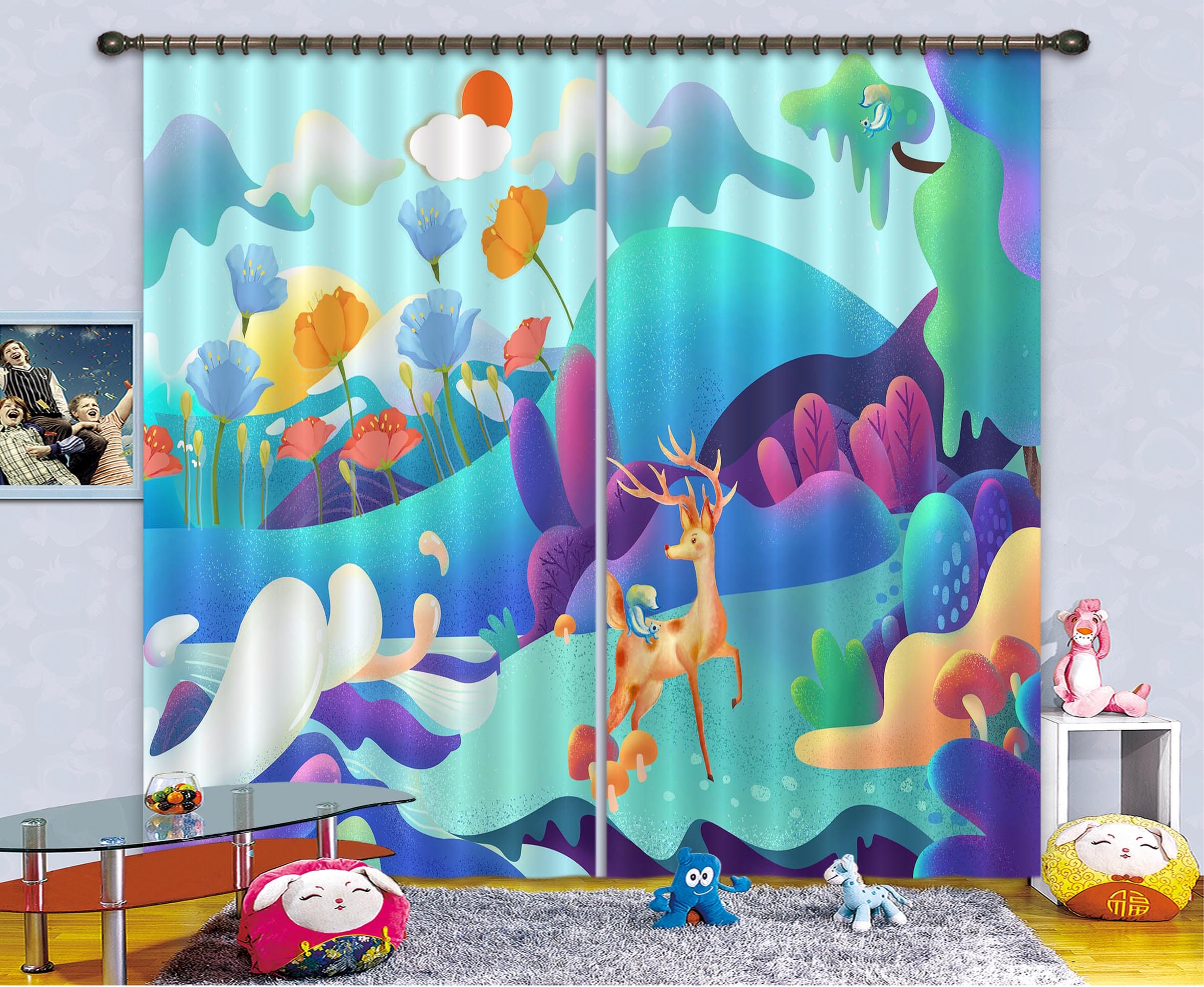 3D Forest Fawn 748 Curtains Drapes Wallpaper AJ Wallpaper