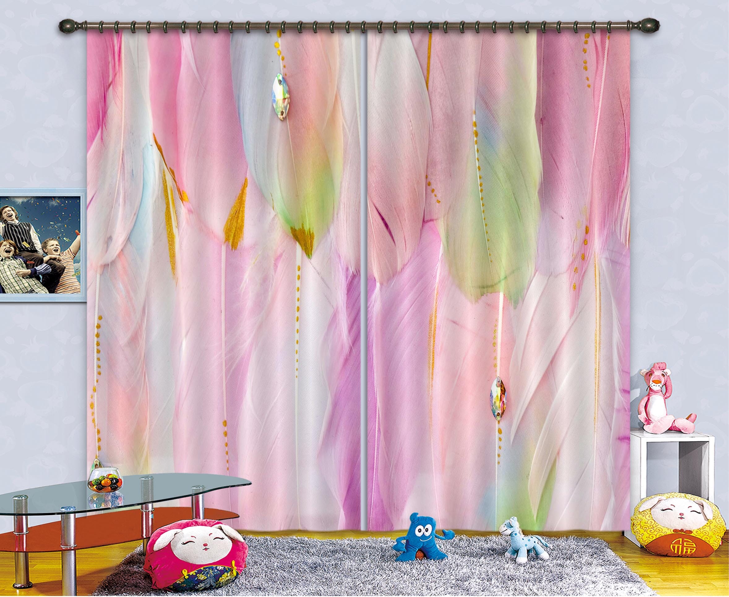 3D Pink Feather 122 Curtains Drapes Wallpaper AJ Wallpaper