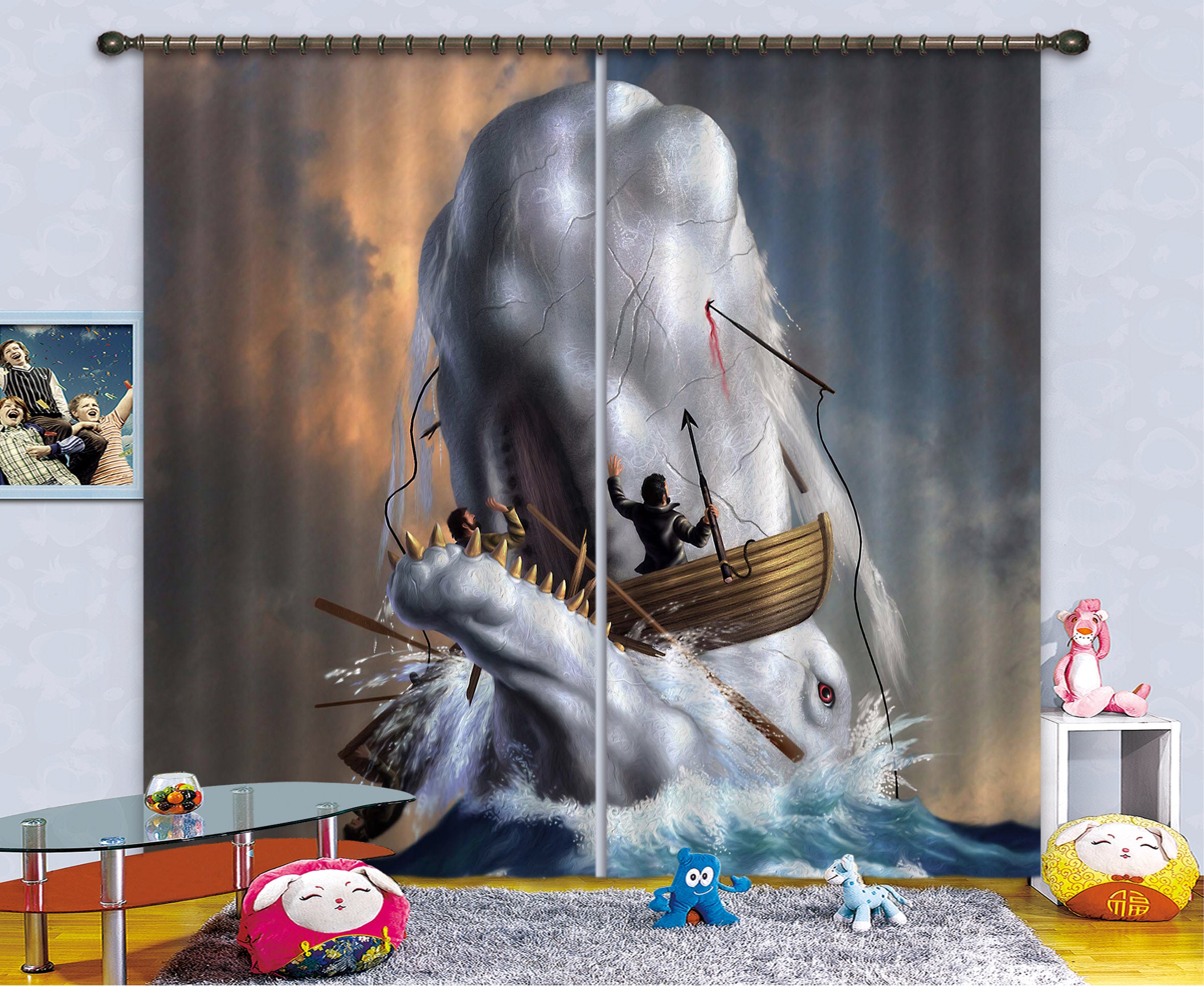 3D Sea Wave Boat 86084 Jerry LoFaro Curtain Curtains Drapes