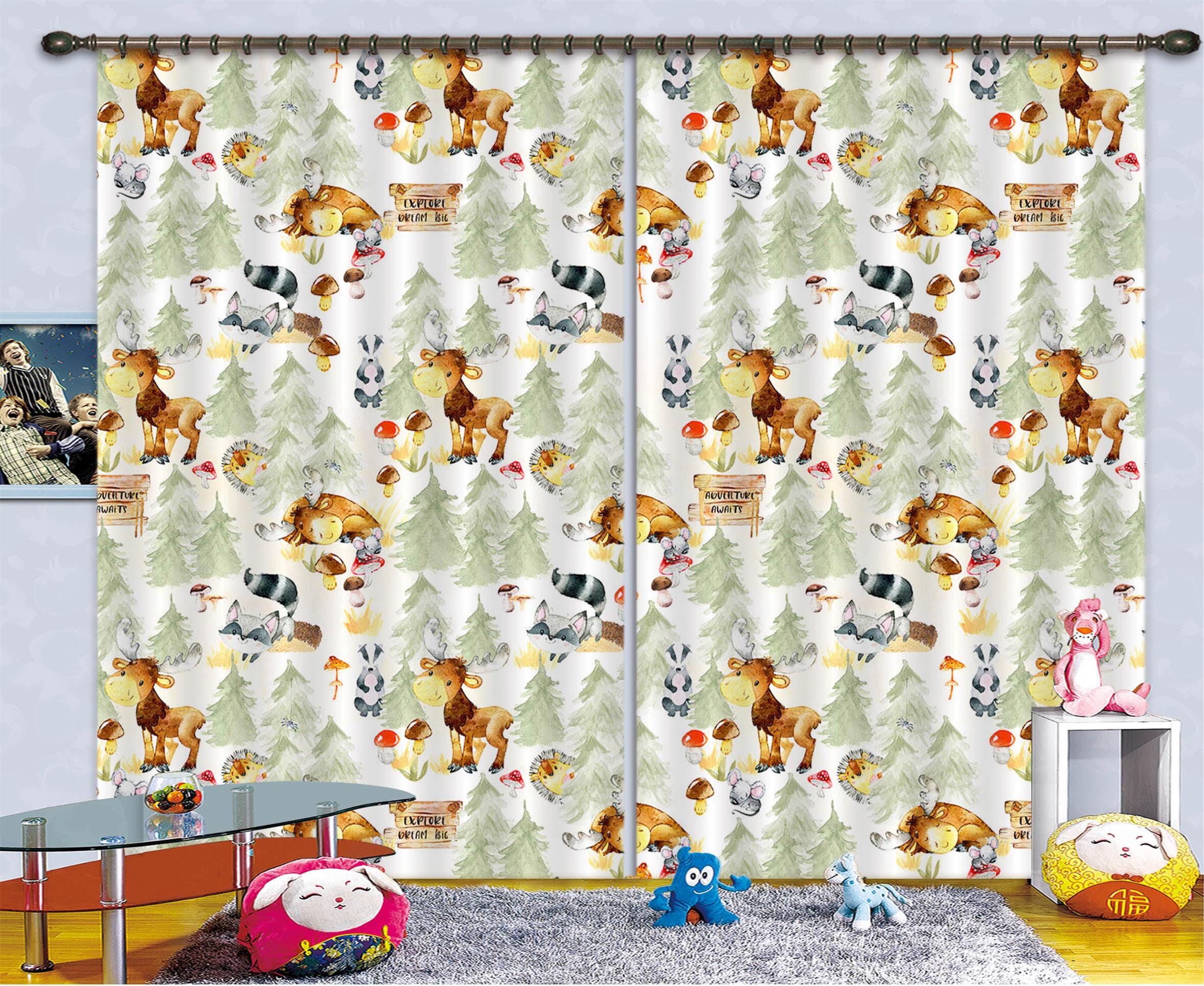 3D Reindeer Mouse 142 Uta Naumann Curtain Curtains Drapes Curtains AJ Creativity Home