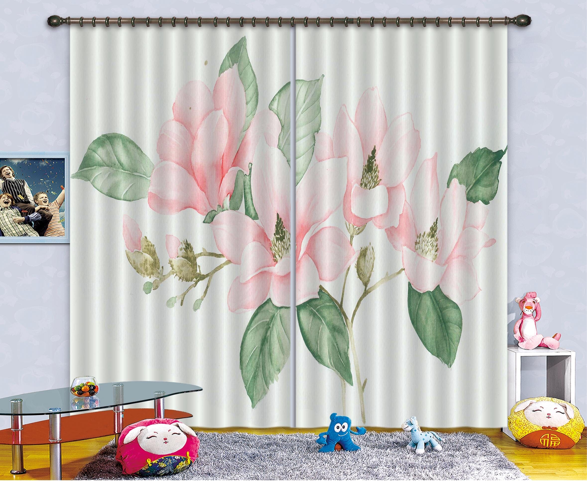 3D Pink Flowers 118 Curtains Drapes Wallpaper AJ Wallpaper