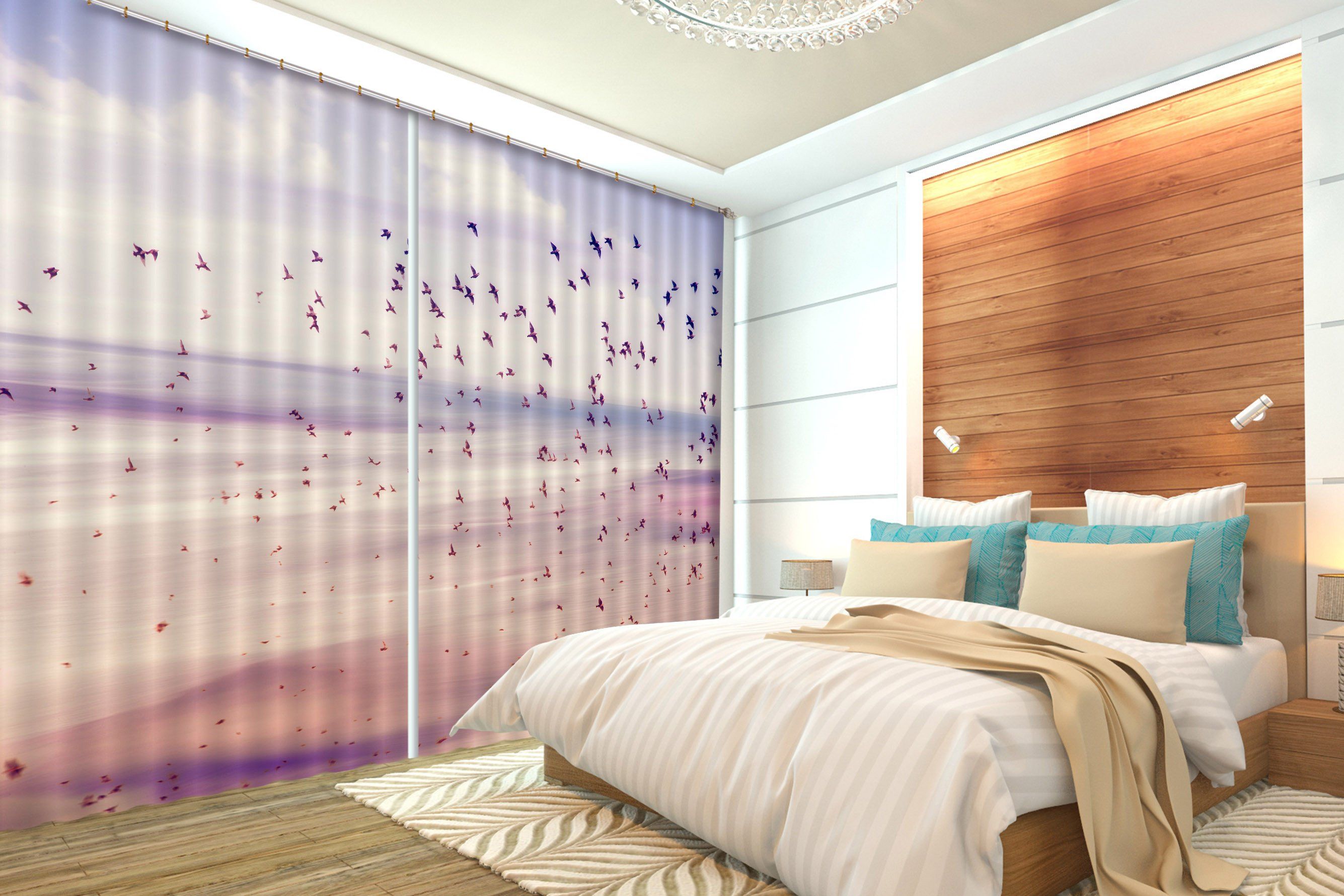 3D Migrating Birds 476 Curtains Drapes Wallpaper AJ Wallpaper
