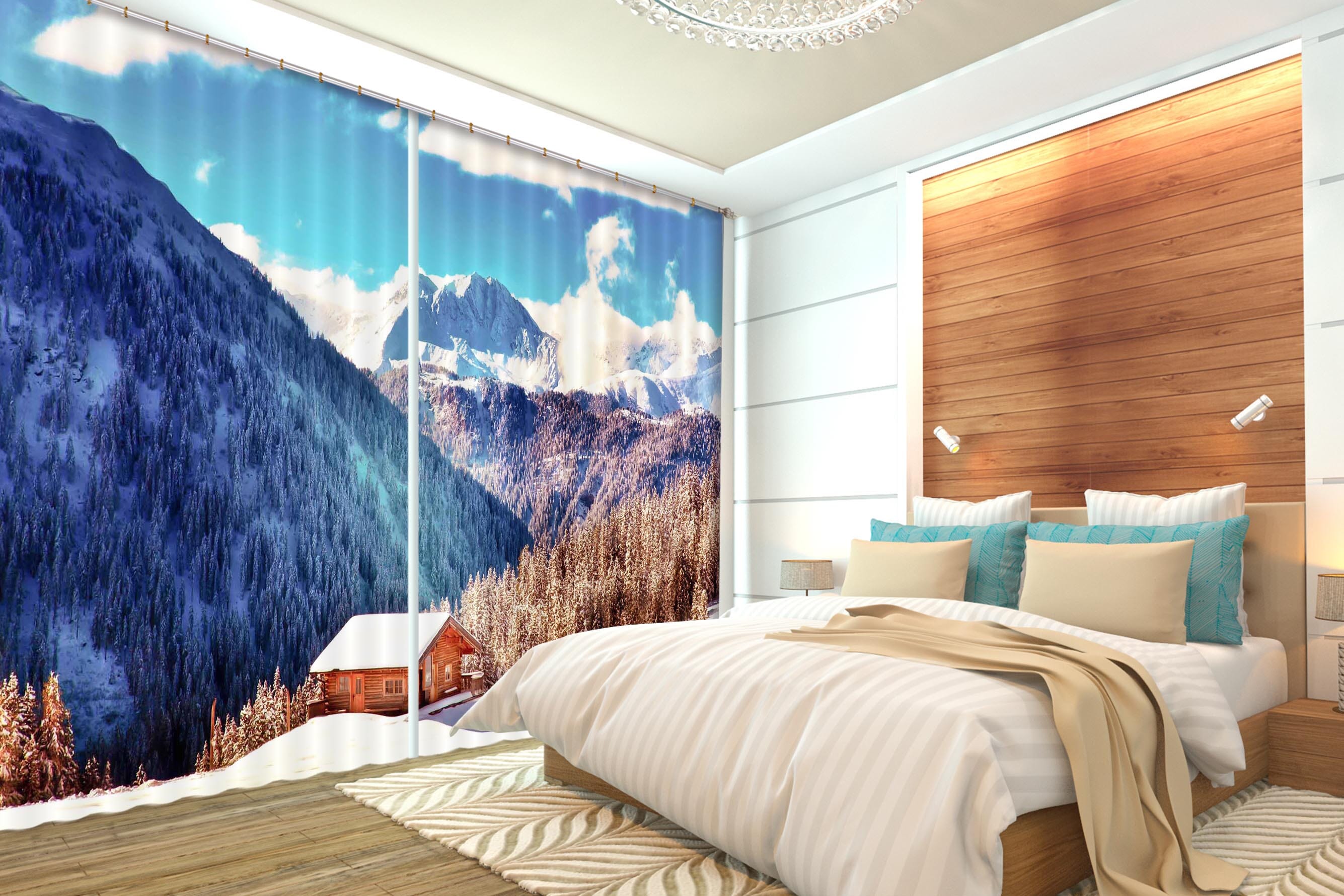 3D Snowy Mountains 797 Curtains Drapes Wallpaper AJ Wallpaper
