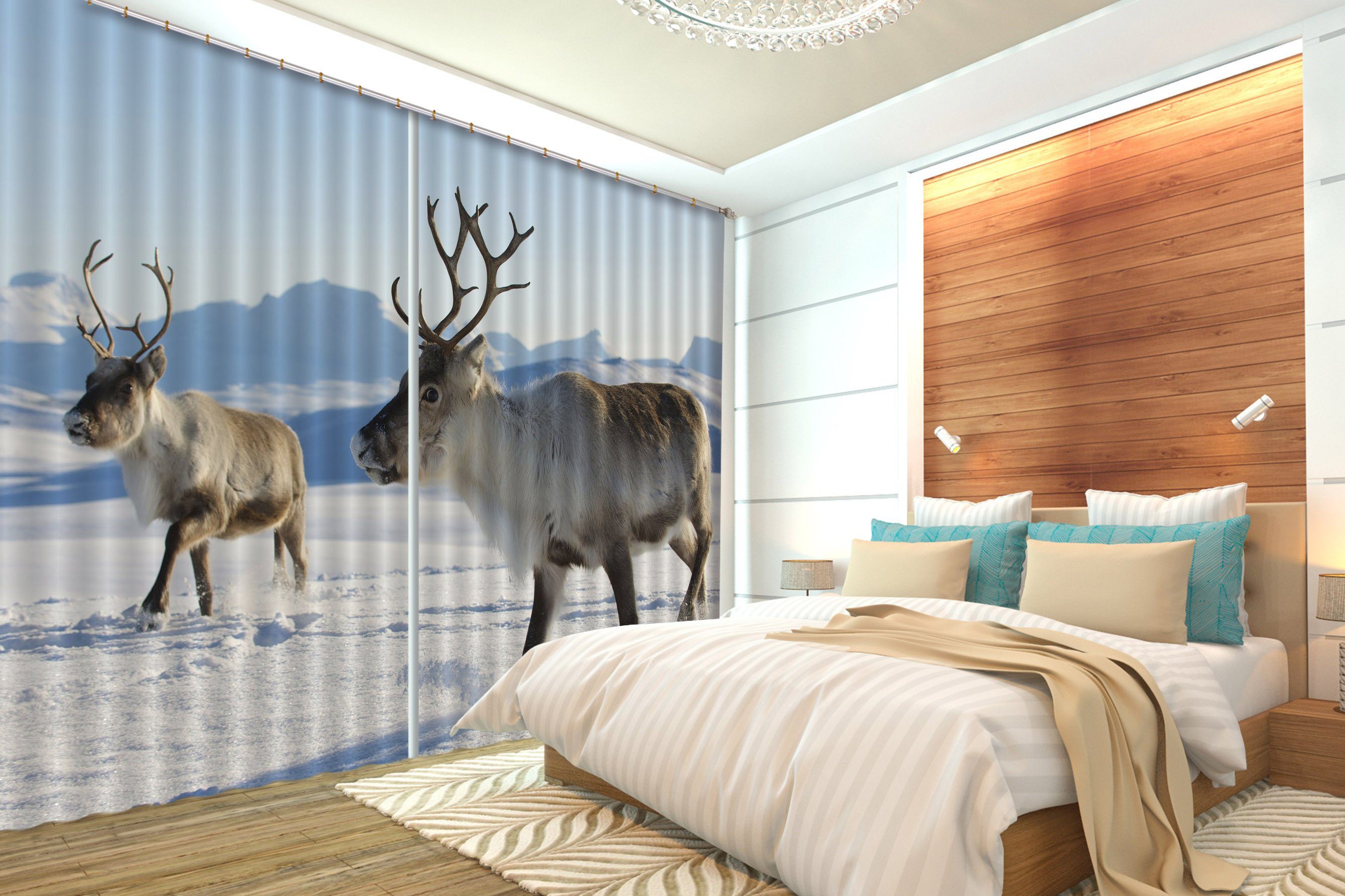 3D Snow Area Animals 115 Curtains Drapes Wallpaper AJ Wallpaper