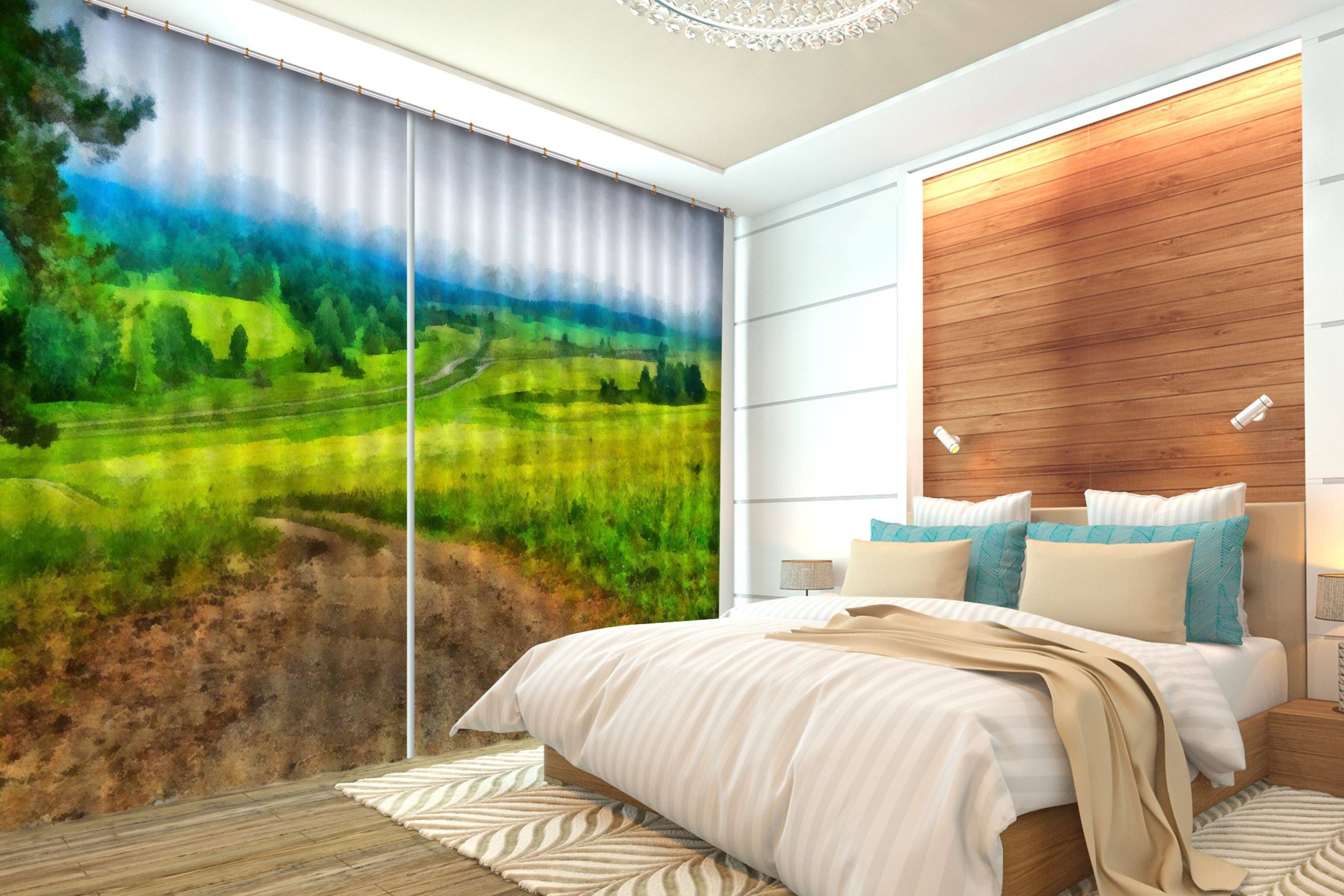 3D Hazy Scenery 491 Curtains Drapes Wallpaper AJ Wallpaper