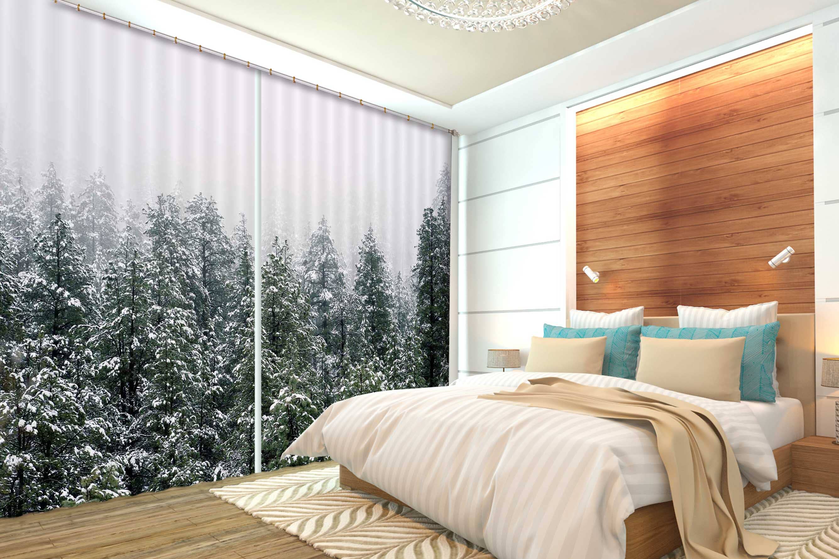 3D Heavy Snow Forest 129 Curtains Drapes Wallpaper AJ Wallpaper