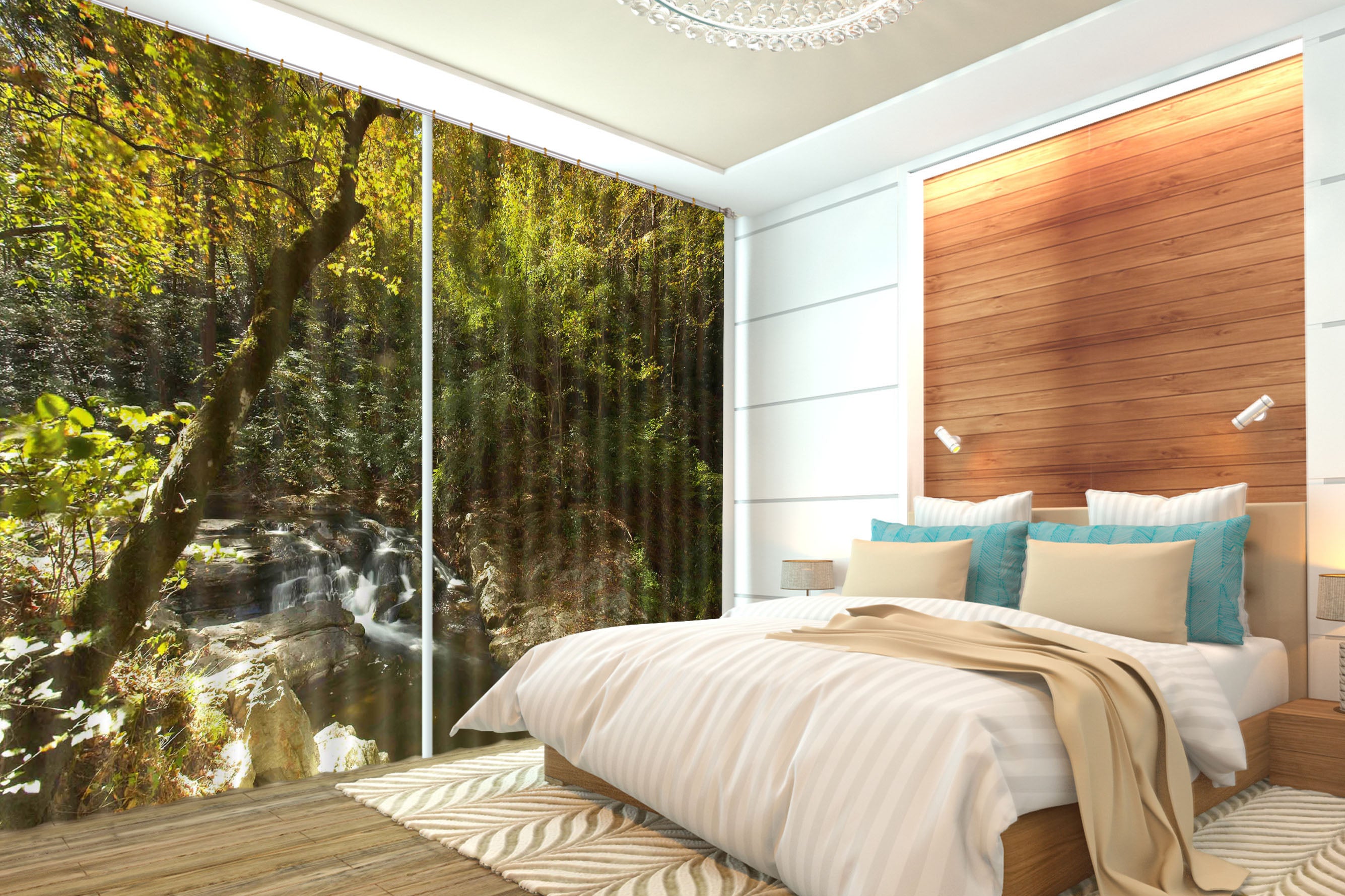 3D Forest Stream 11171 Kathy Barefield Curtain Curtains Drapes