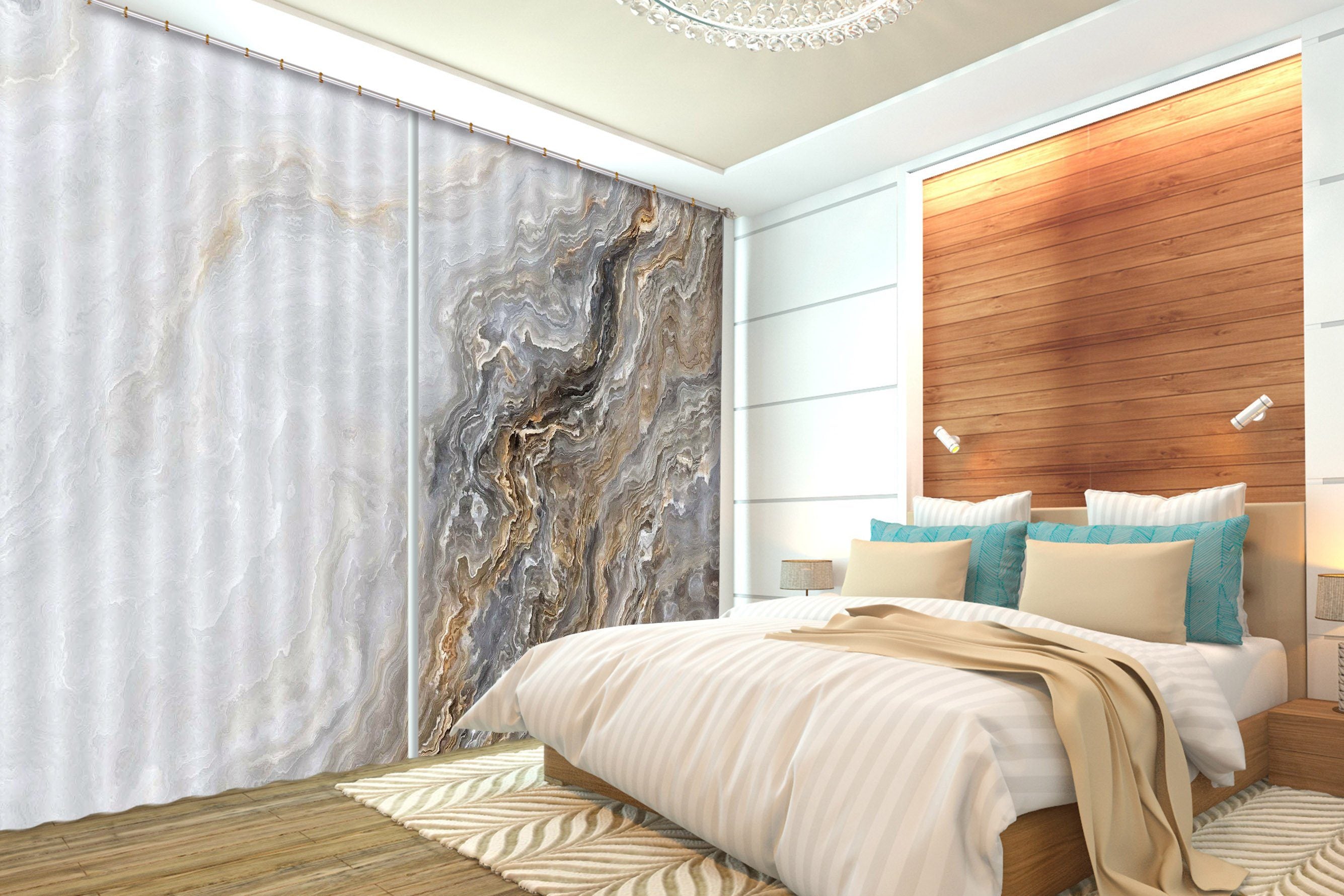 3D Wave Irregular Line 68 Curtains Drapes Curtains AJ Creativity Home