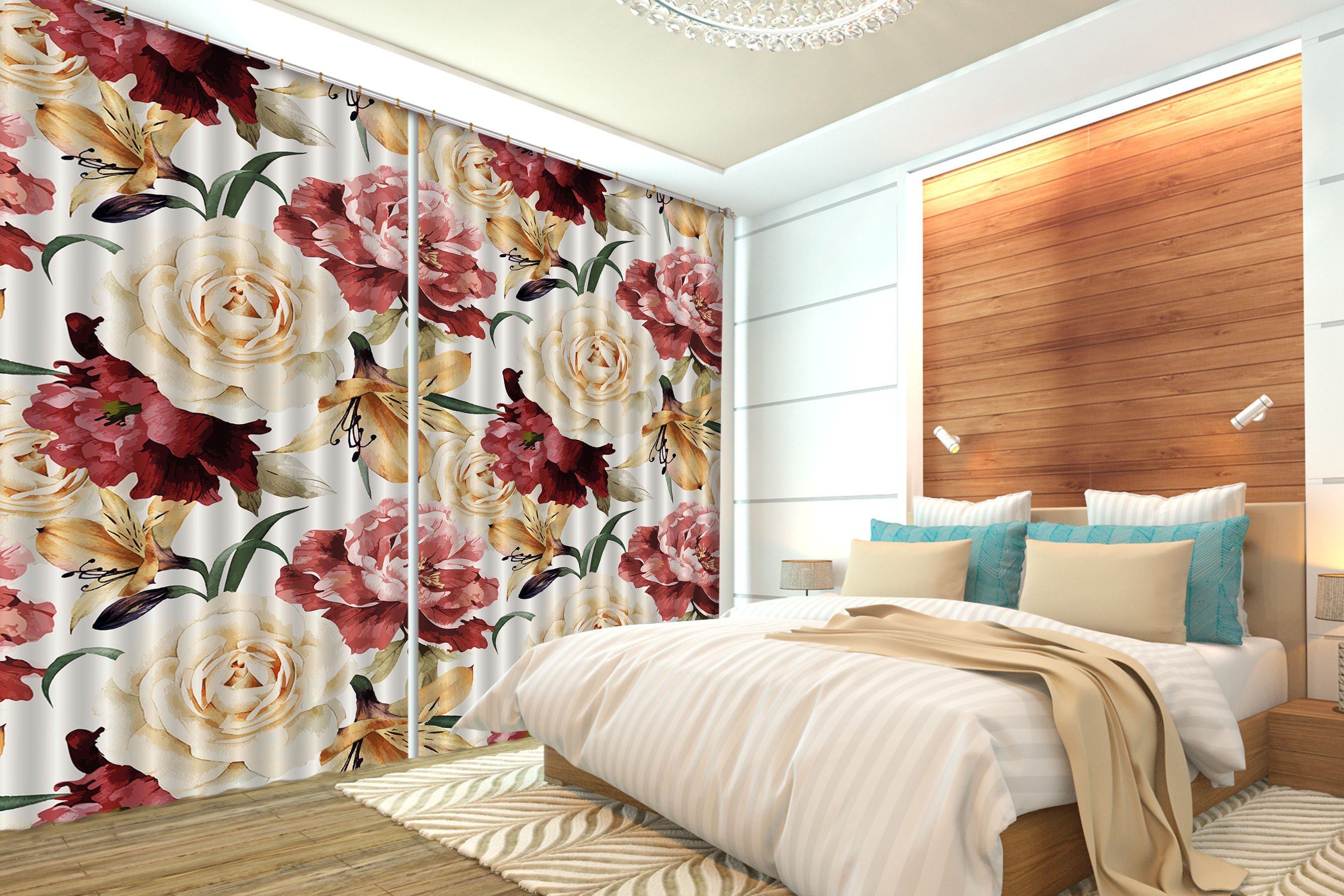 3D Flowers Painting 407 Curtains Drapes Wallpaper AJ Wallpaper