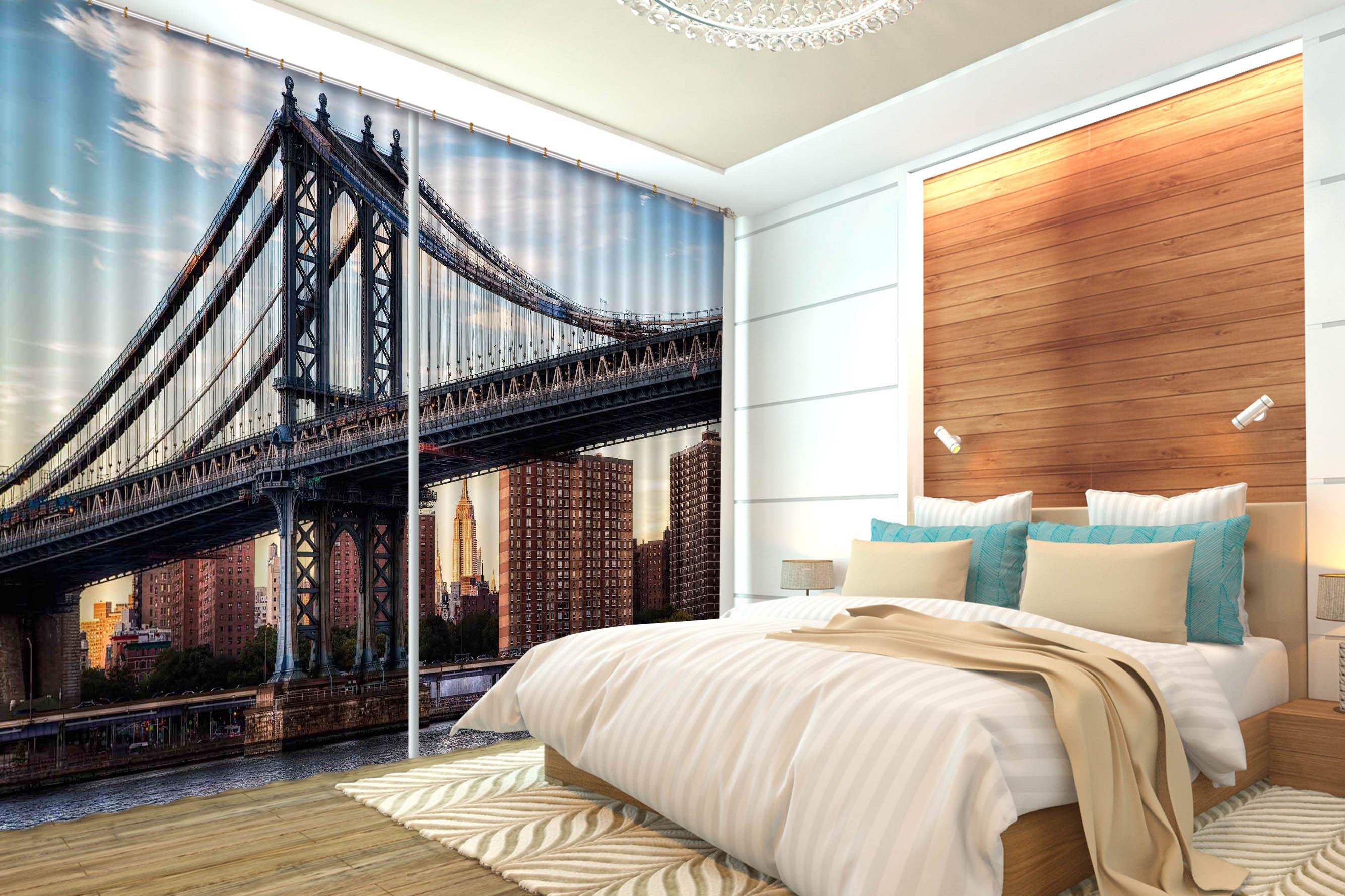 3D New York Manhattan Bridge 26 Curtains Drapes Wallpaper AJ Wallpaper