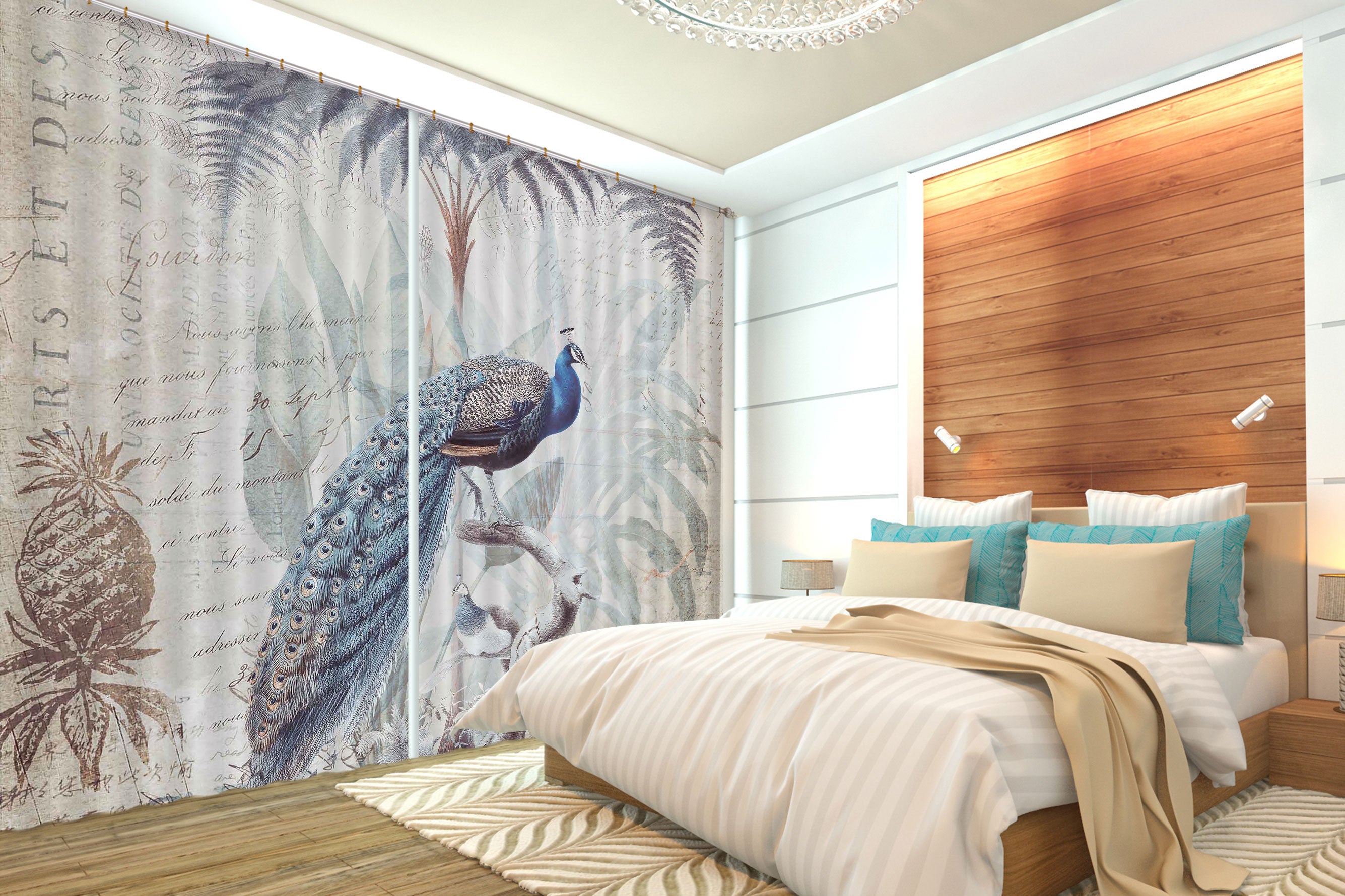 3D Peacock Palm 008 Andrea haase Curtain Curtains Drapes