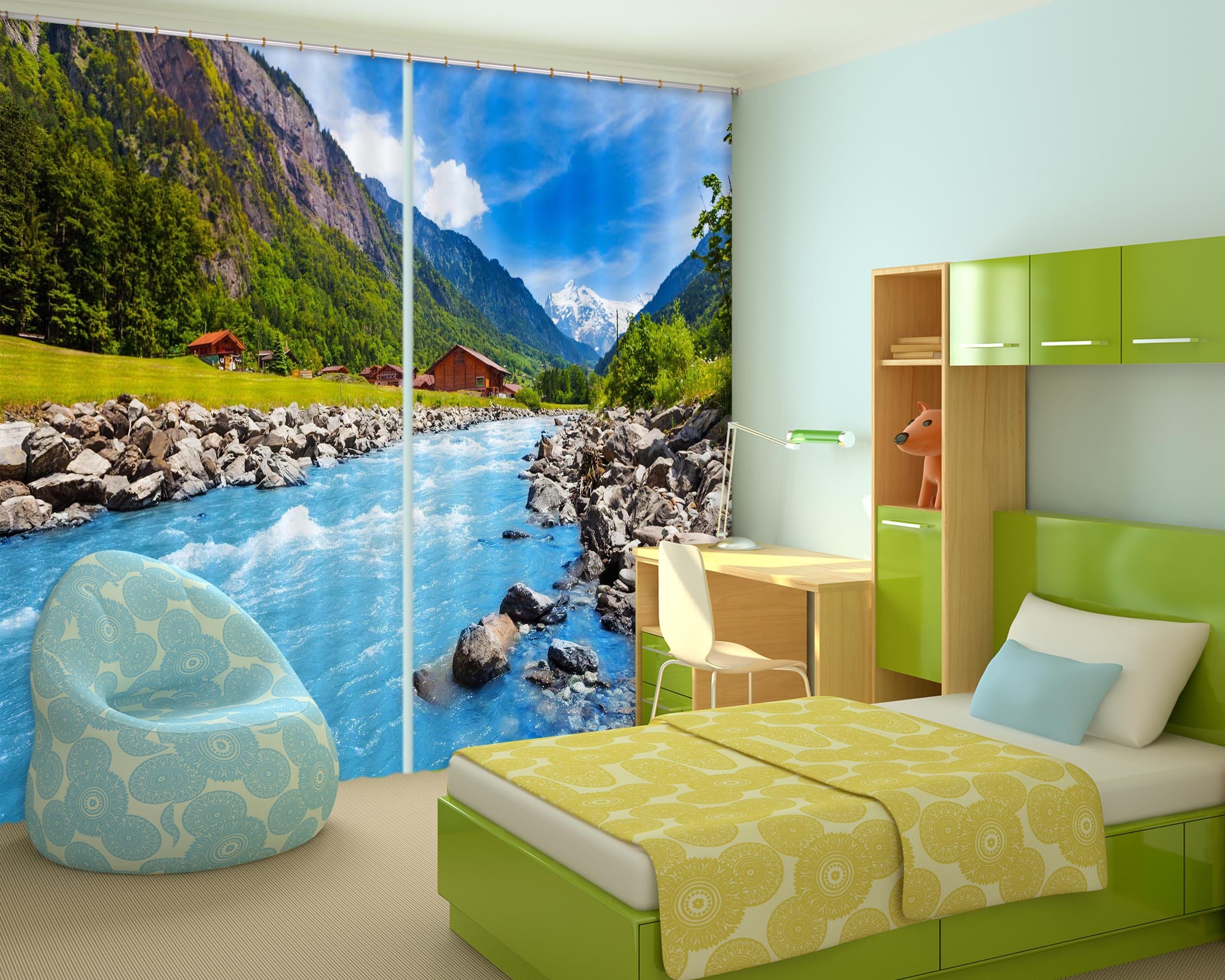 3D Valley River 807 Curtains Drapes Wallpaper AJ Wallpaper