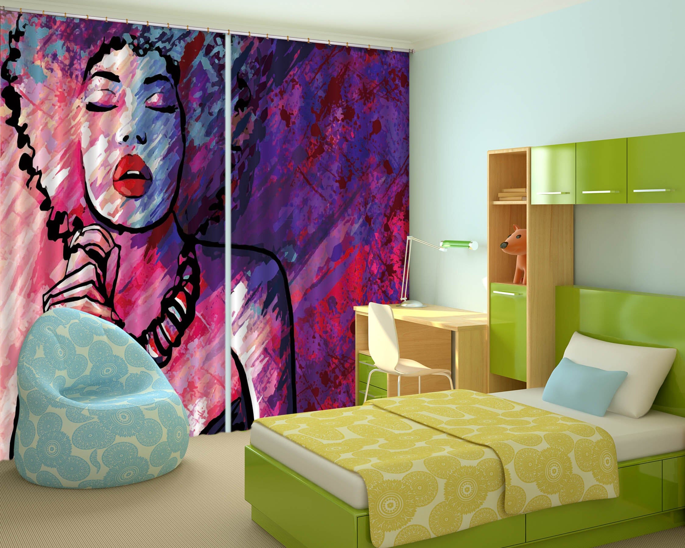 3D Painted Girl 101 Curtains Drapes Wallpaper AJ Wallpaper