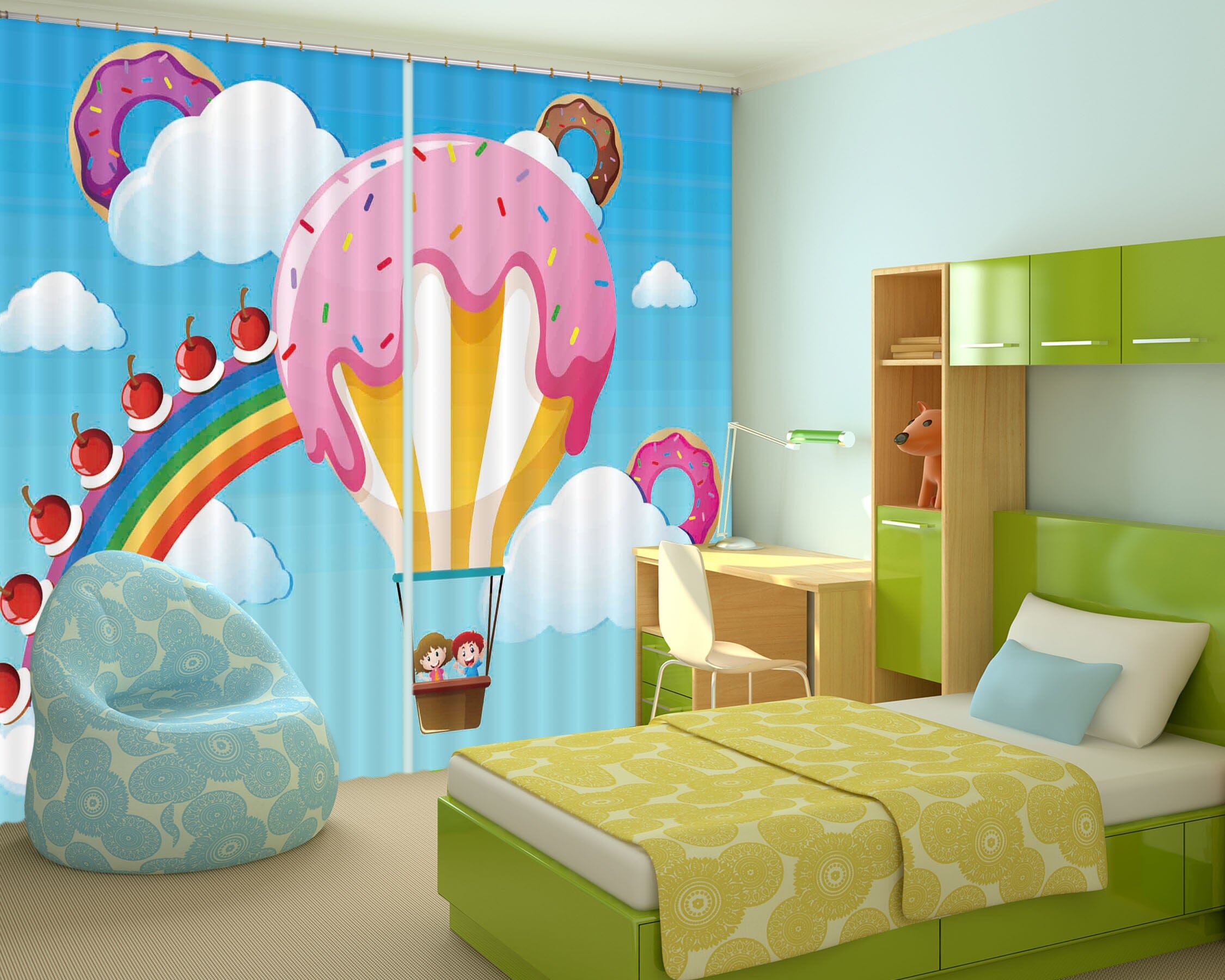 3D Hot Air Balloon 789 Curtains Drapes Wallpaper AJ Wallpaper