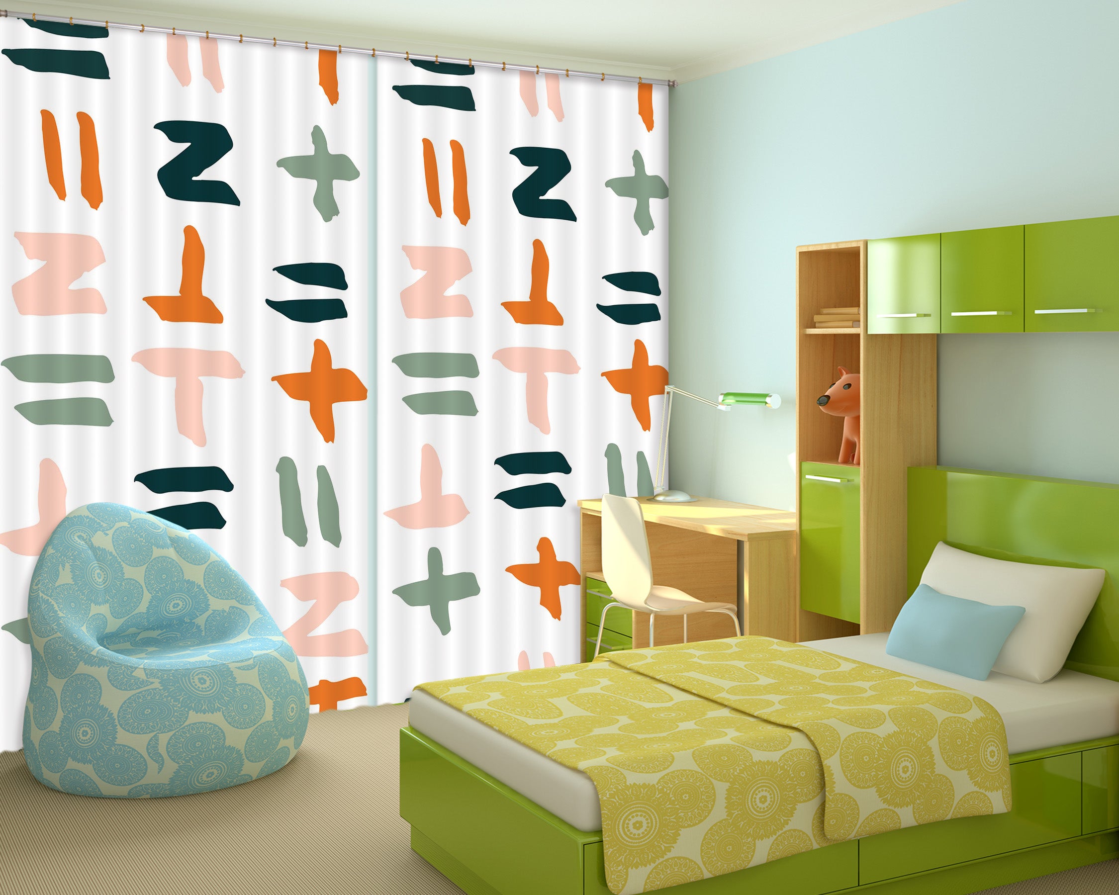 3D Colored Symbols 111111 Kashmira Jayaprakash Curtain Curtains Drapes