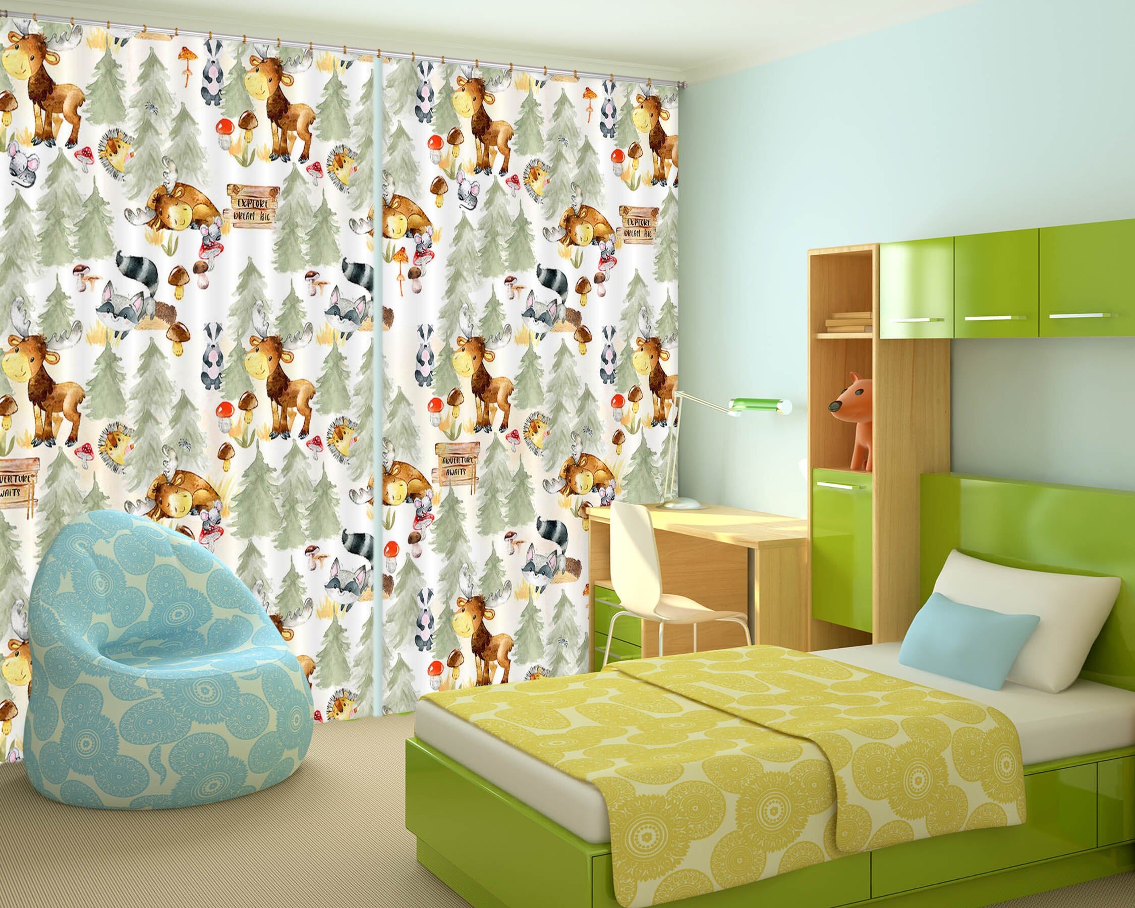 3D Reindeer Mouse 142 Uta Naumann Curtain Curtains Drapes Curtains AJ Creativity Home