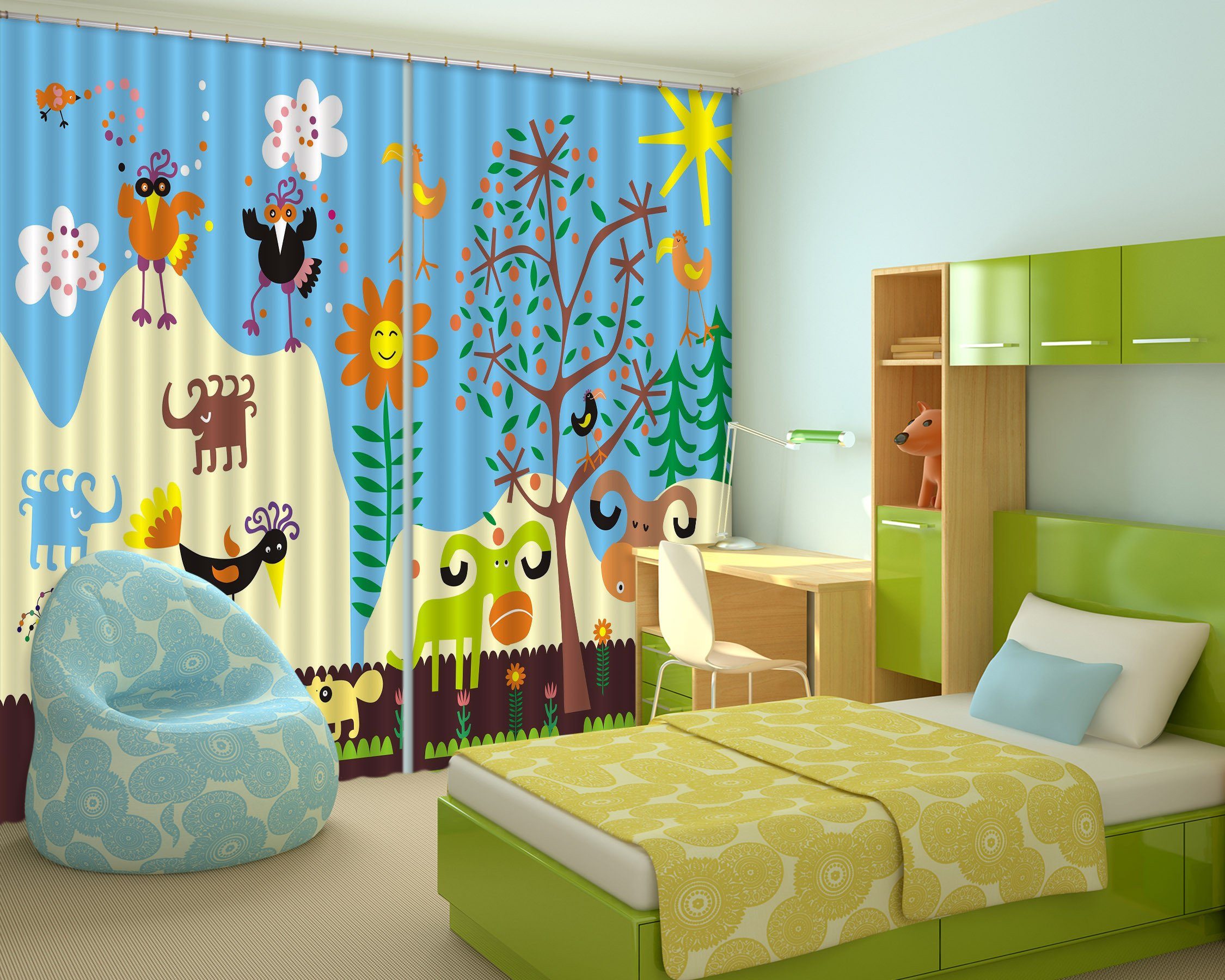 3D Lovely Animals Pattern Curtains Drapes Wallpaper AJ Wallpaper