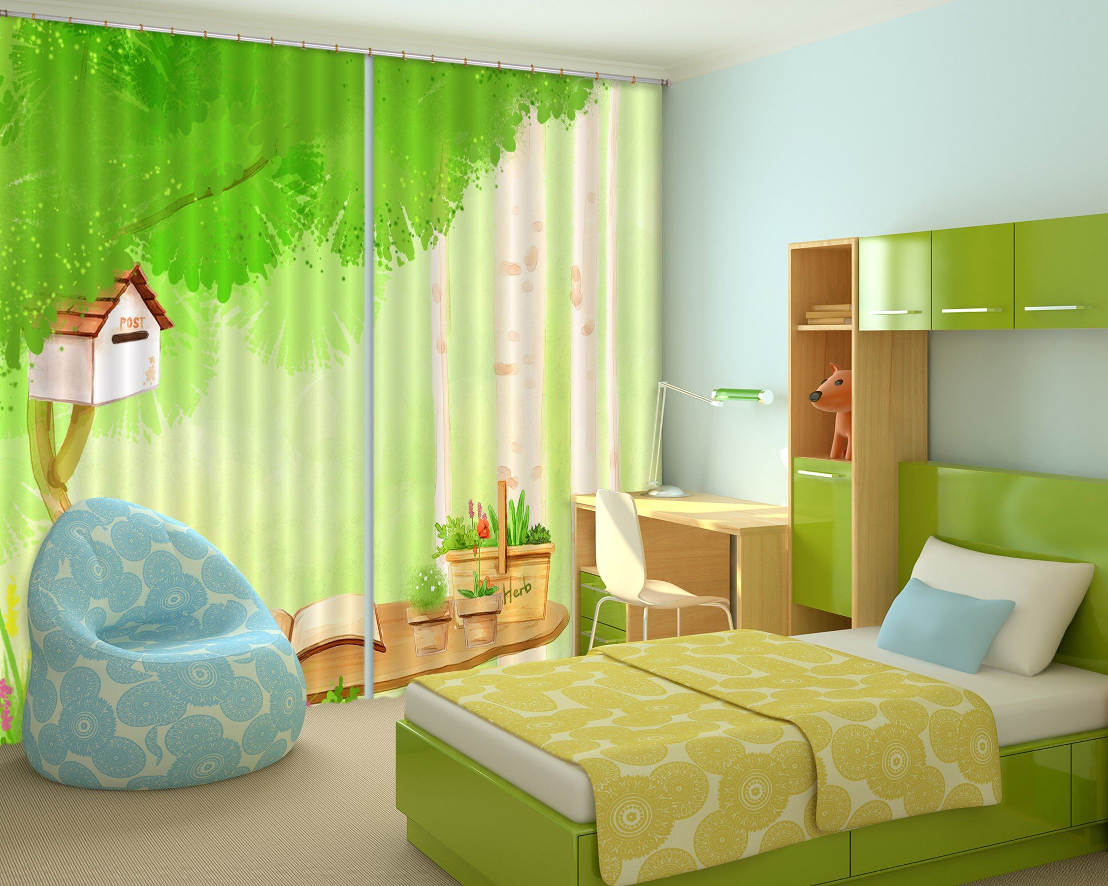 3D Tree Desk 240 Curtains Drapes Wallpaper AJ Wallpaper