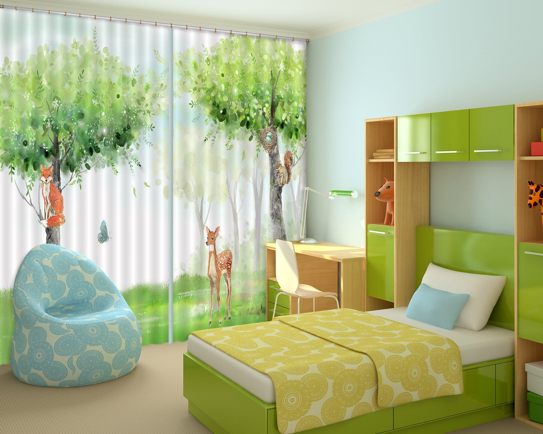 3D Trees Animals 429 Curtains Drapes Wallpaper AJ Wallpaper