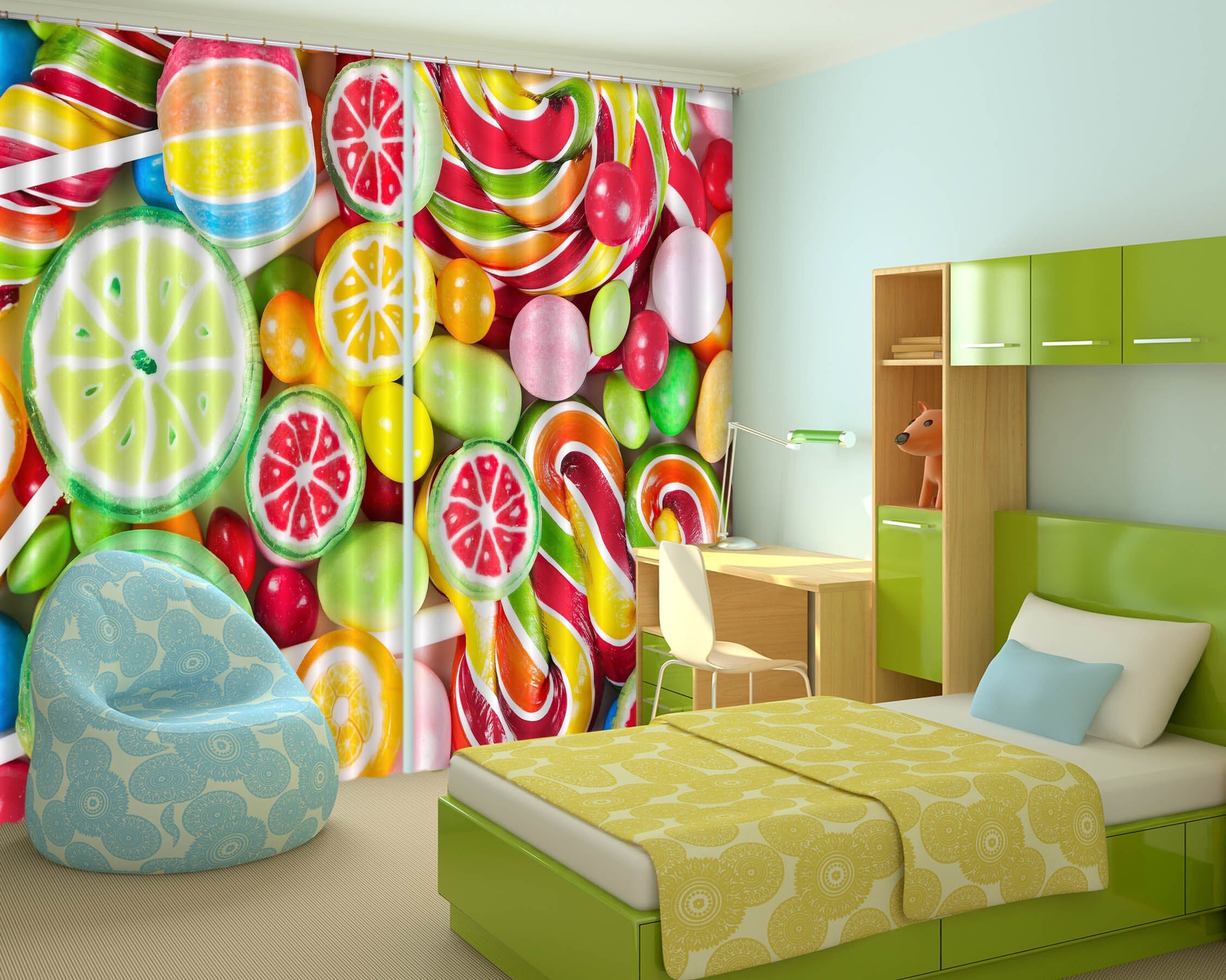 3D Colored Candy 703 Curtains Drapes Wallpaper AJ Wallpaper