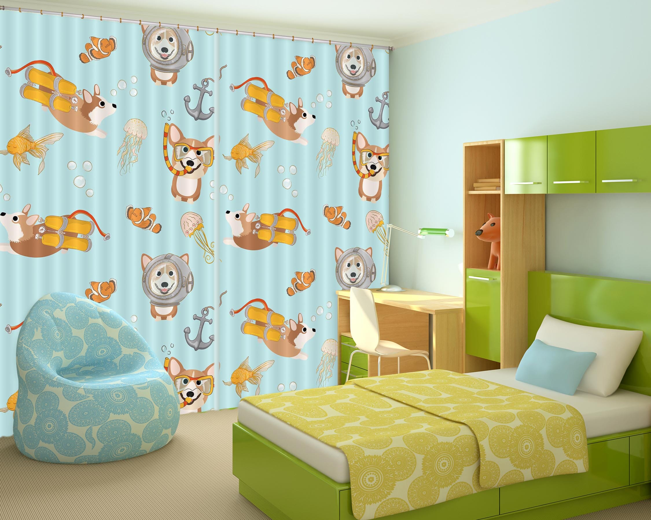 3D Puppy Bubble 122 Uta Naumann Curtain Curtains Drapes Curtains AJ Creativity Home