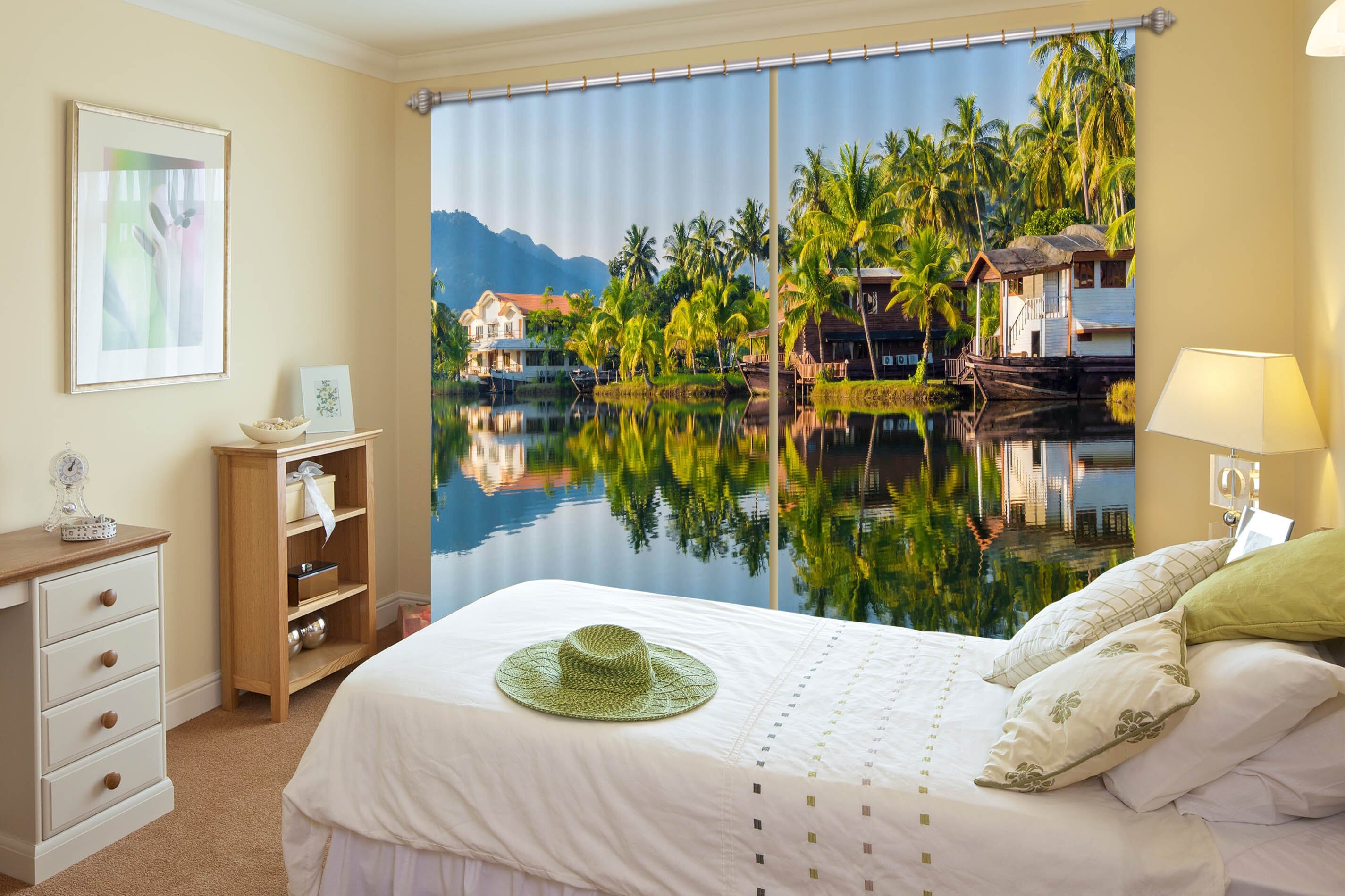 3D Water Manor 847 Curtains Drapes Wallpaper AJ Wallpaper