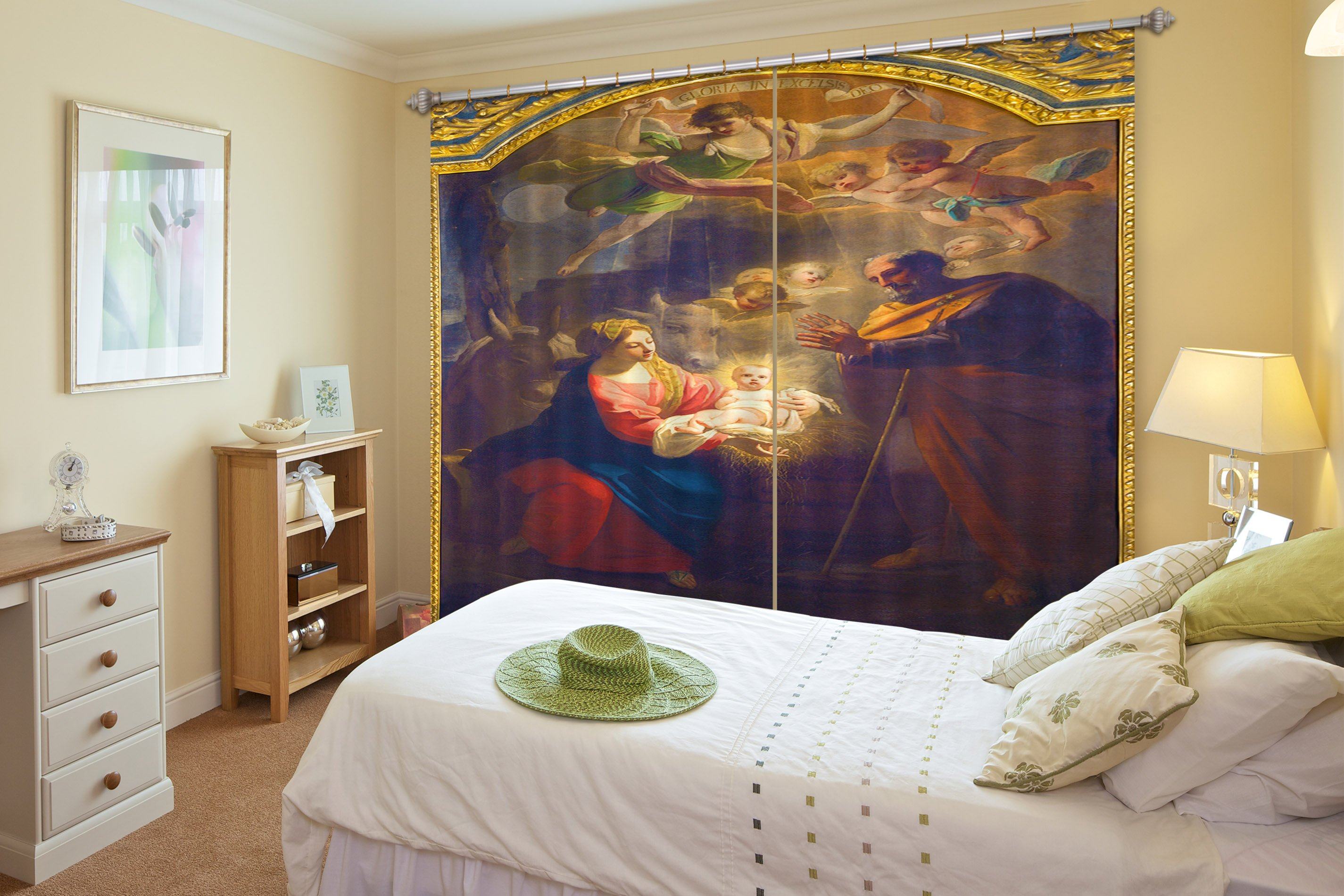 3D Holy Light Baby 041 Curtains Drapes Curtains AJ Creativity Home