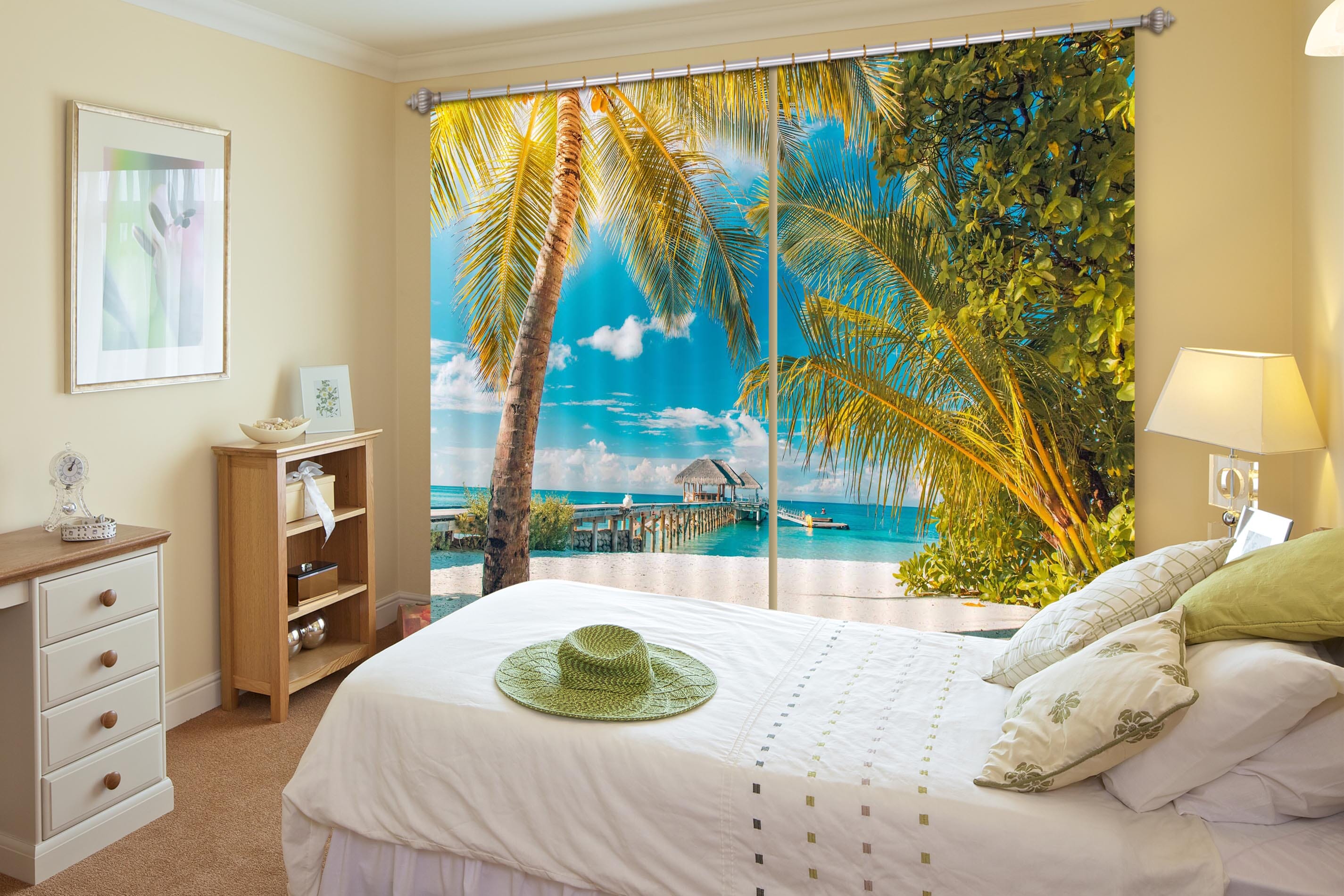 3D Coconut Palm Tree 114 Curtains Drapes Wallpaper AJ Wallpaper