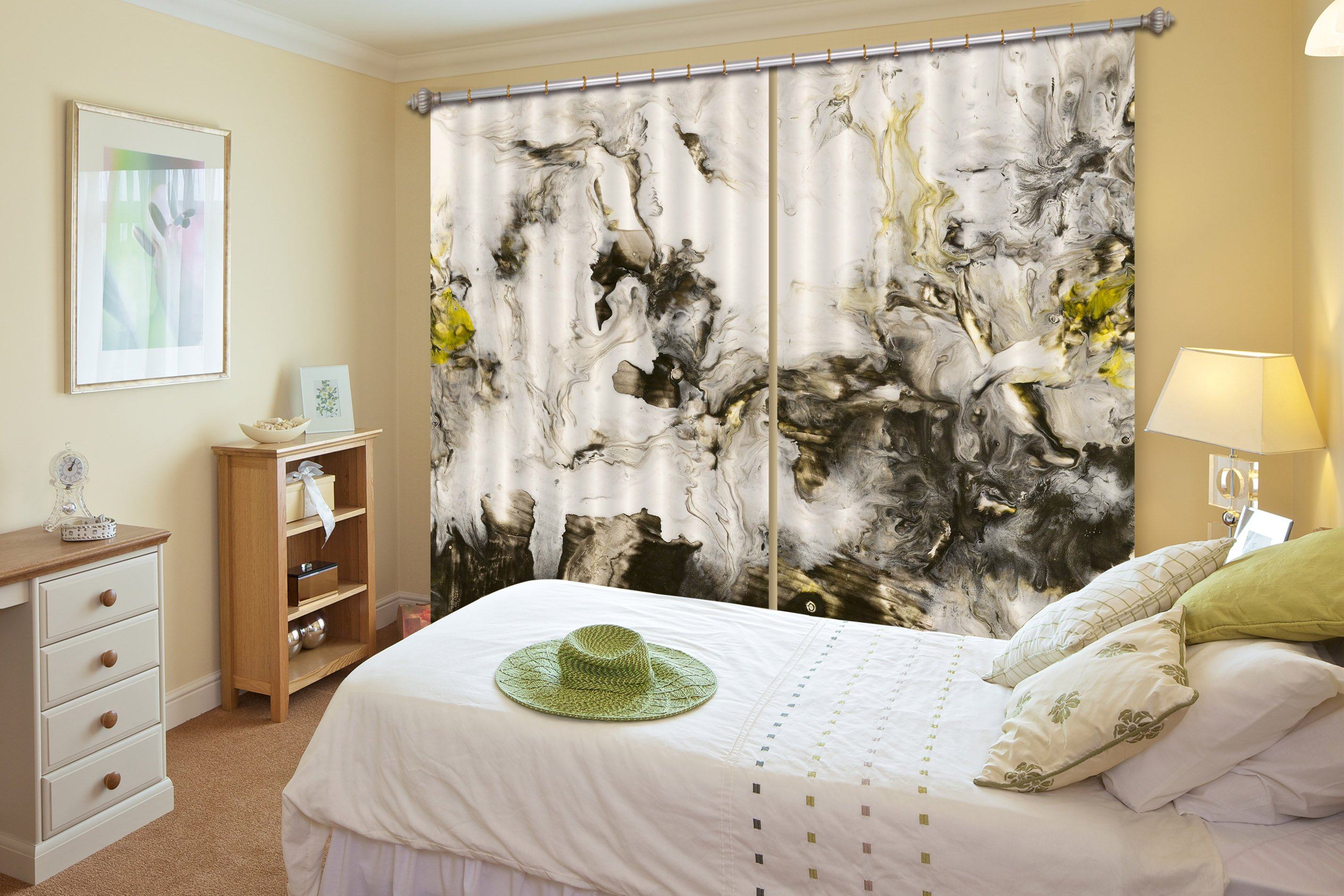 3D Black Wave Turbulence 30 Curtains Drapes Curtains AJ Creativity Home