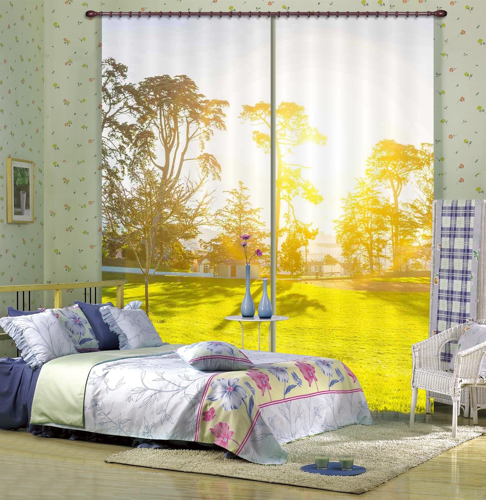 3D Sunny Meadow 865 Curtains Drapes Wallpaper AJ Wallpaper