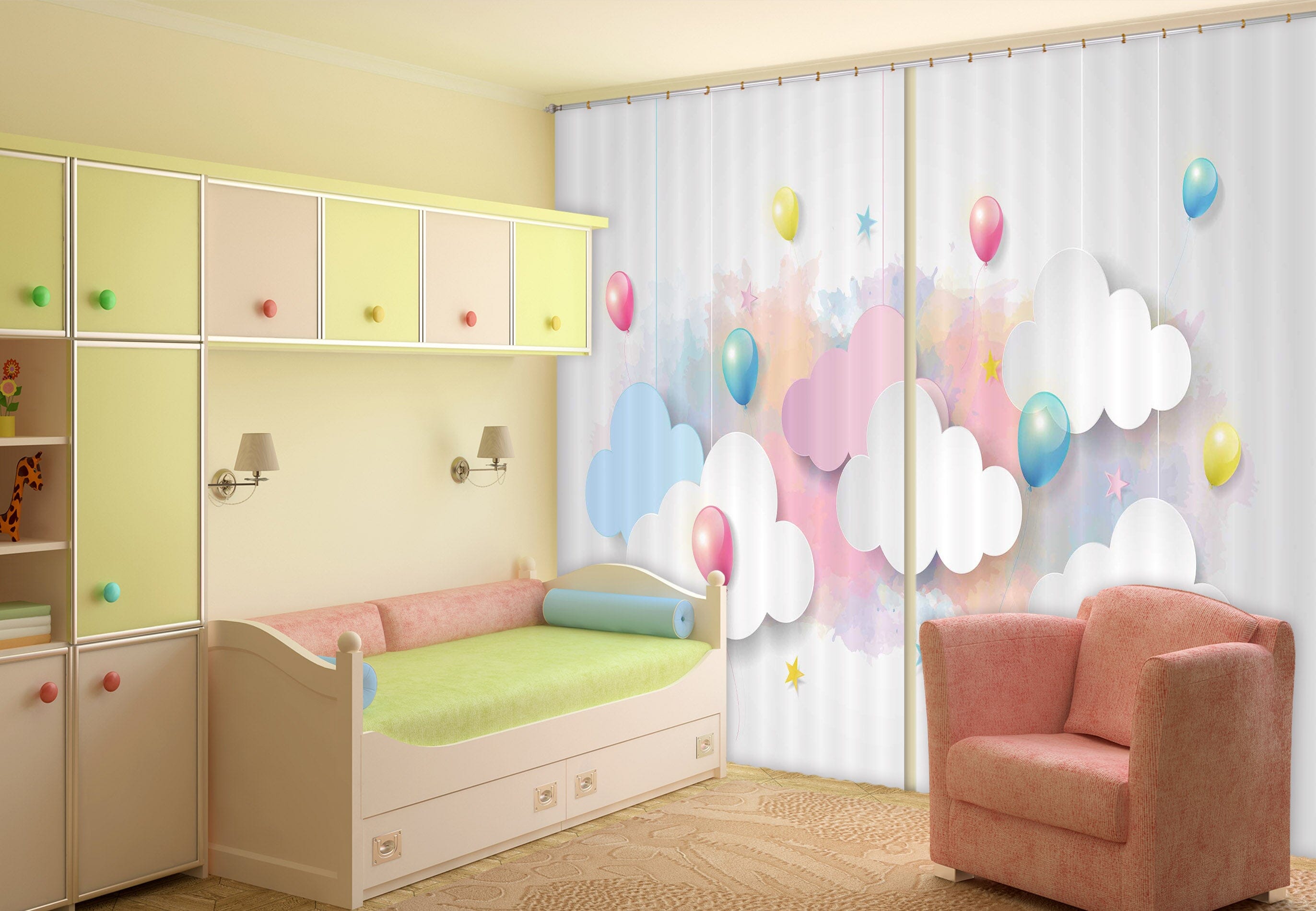 3D Cloud Balloon 780 Curtains Drapes Wallpaper AJ Wallpaper