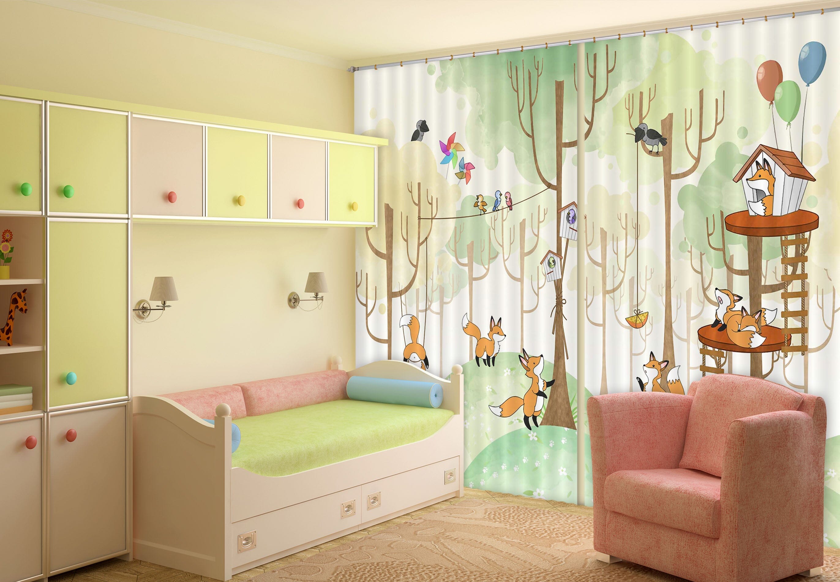 3D Forest Fawn 752 Curtains Drapes Wallpaper AJ Wallpaper