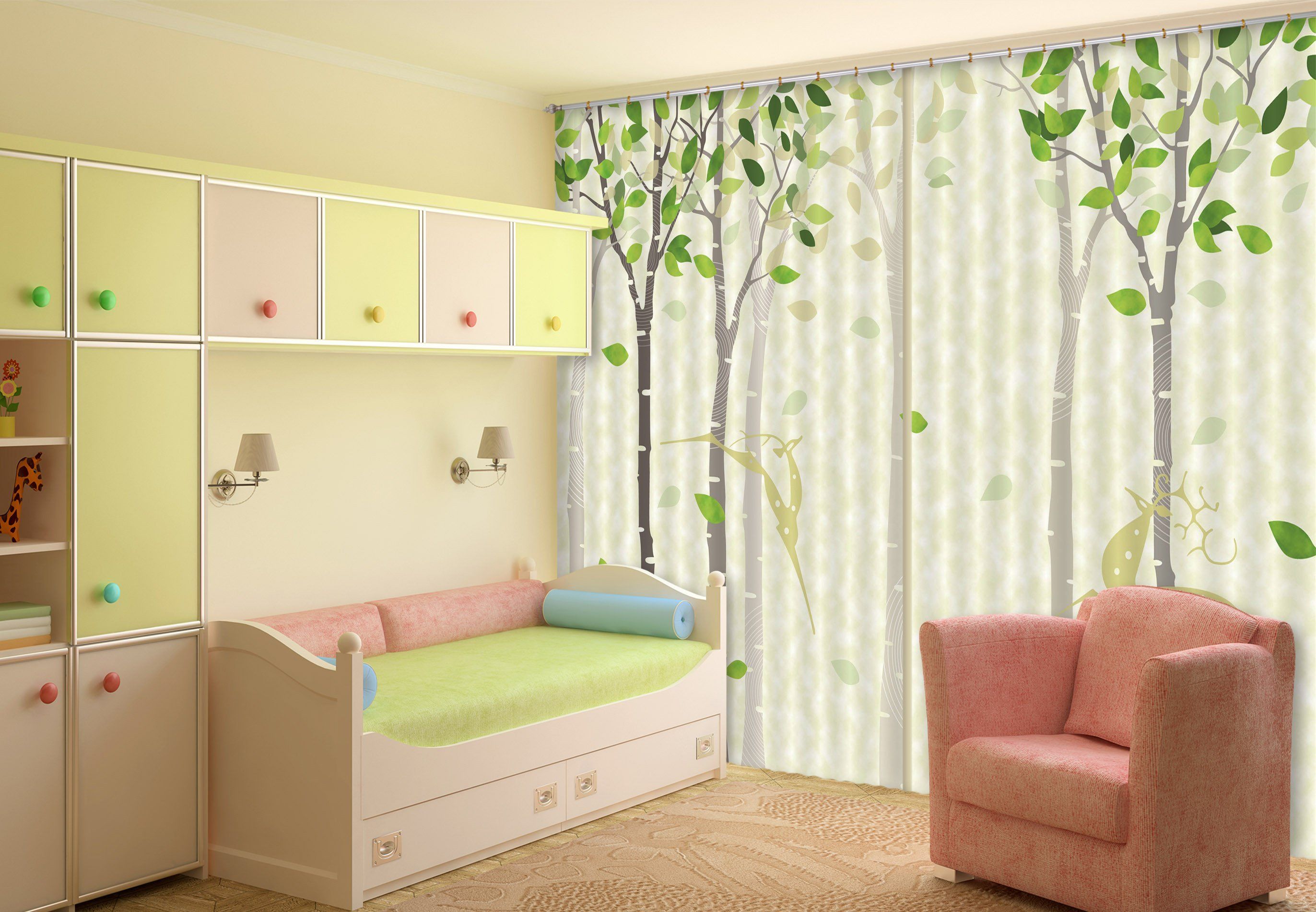 3D Animals Trees Pattern 448 Beach Curtains Drapes Wallpaper AJ Wallpaper