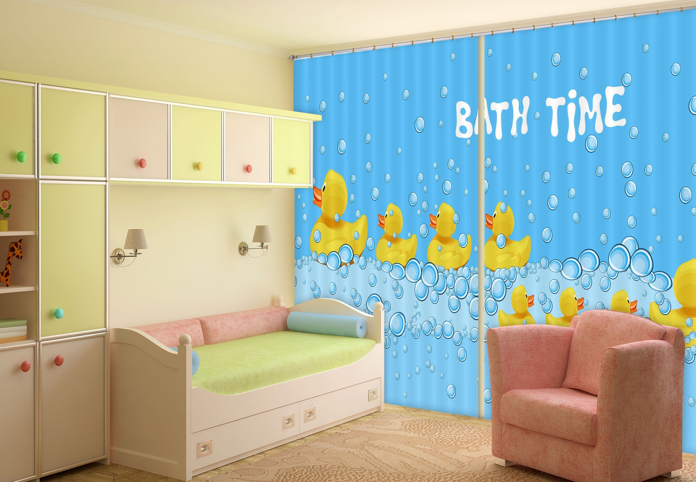 3D Little Yellow Duck 794 Curtains Drapes Wallpaper AJ Wallpaper