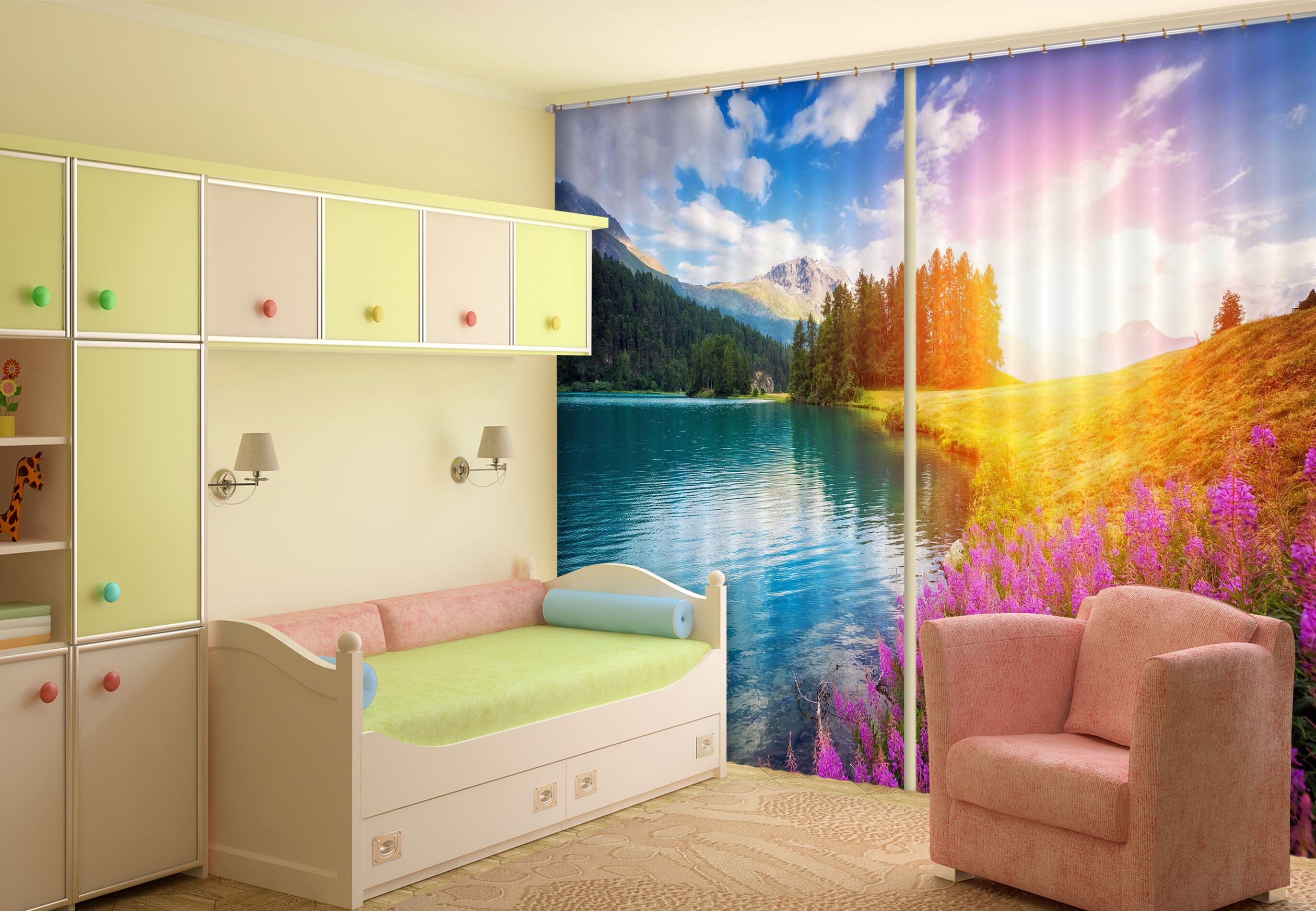 3D Valley River 808 Curtains Drapes Wallpaper AJ Wallpaper