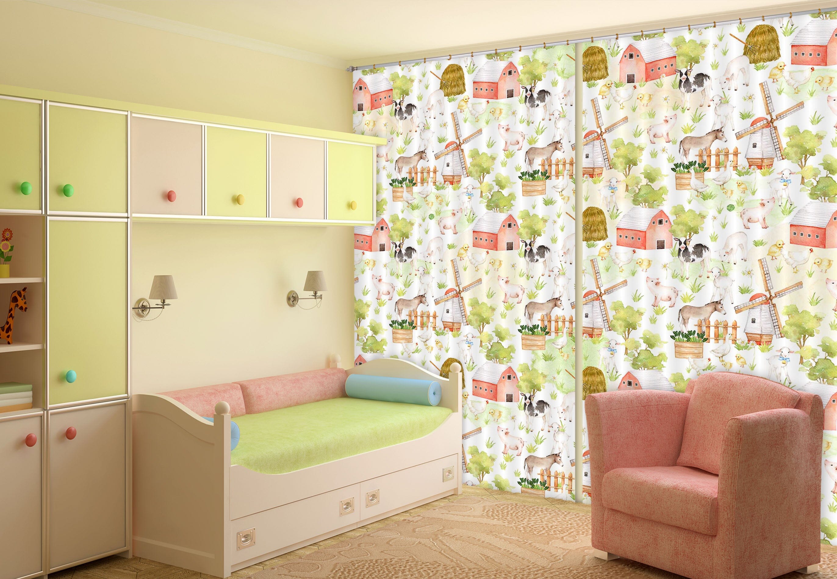 3D Horse Pig 127 Uta Naumann Curtain Curtains Drapes Curtains AJ Creativity Home