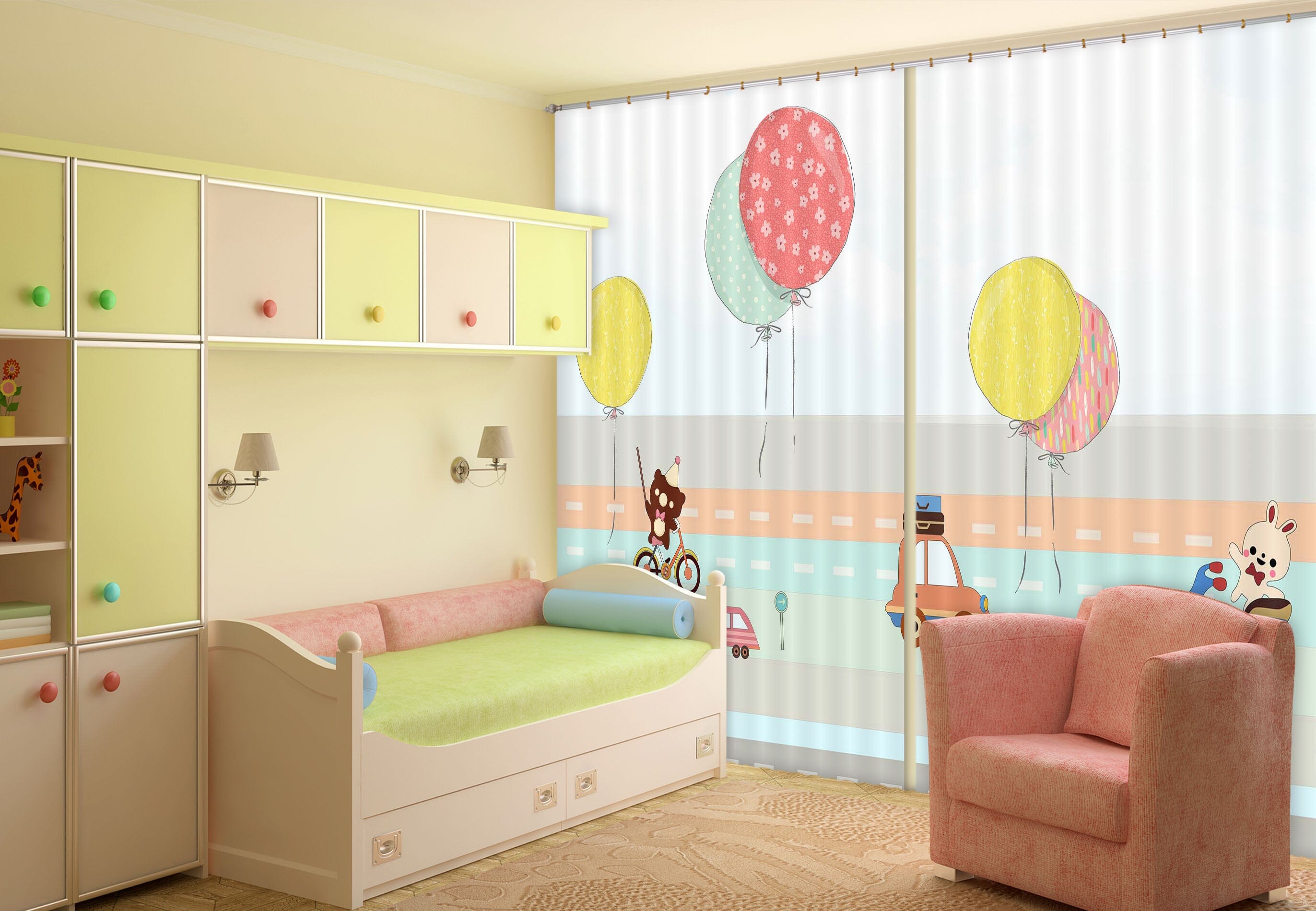 3D Colorful Balloons 742 Curtains Drapes Wallpaper AJ Wallpaper