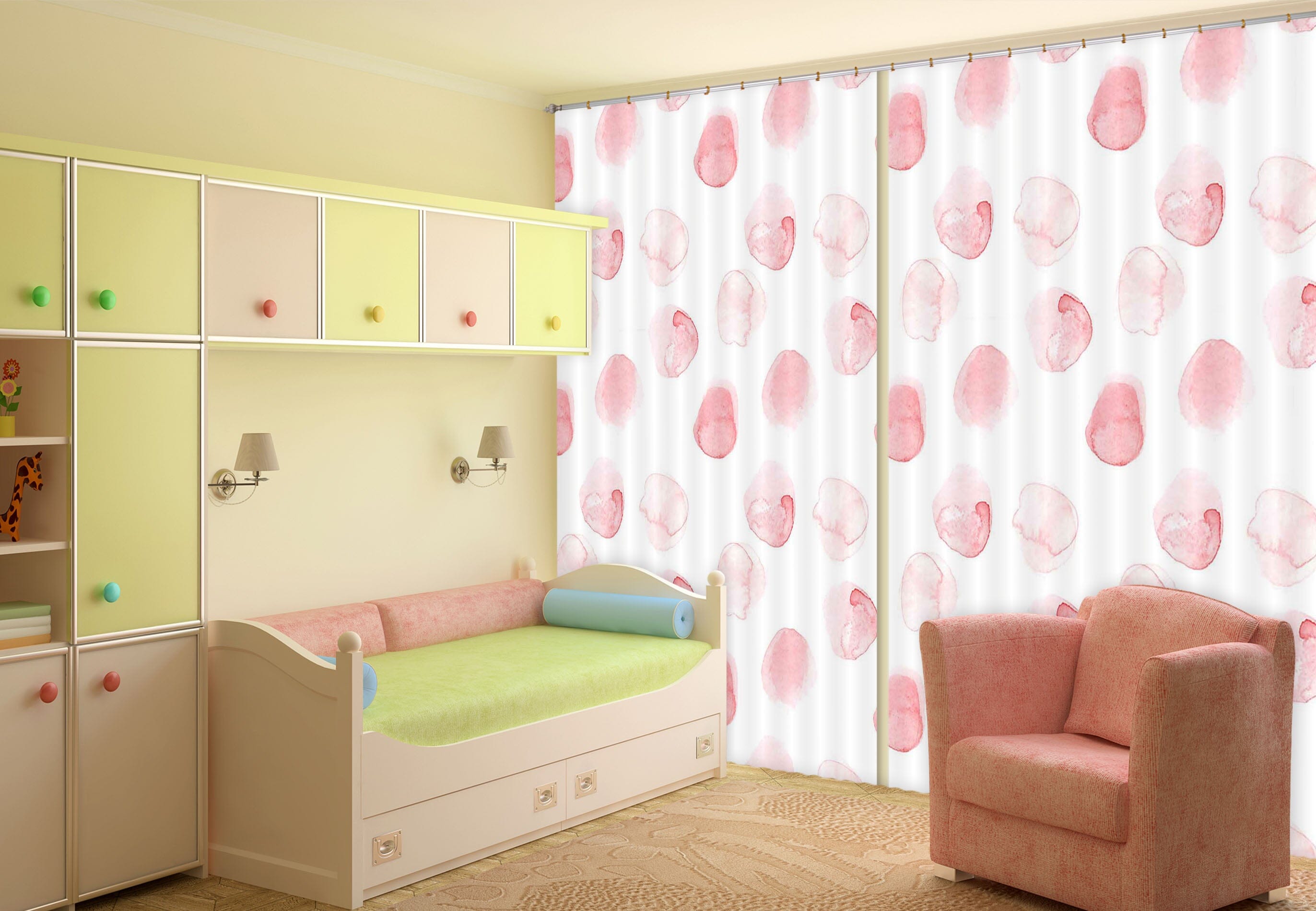 3D Pink Round 226 Uta Naumann Curtain Curtains Drapes Curtains AJ Creativity Home