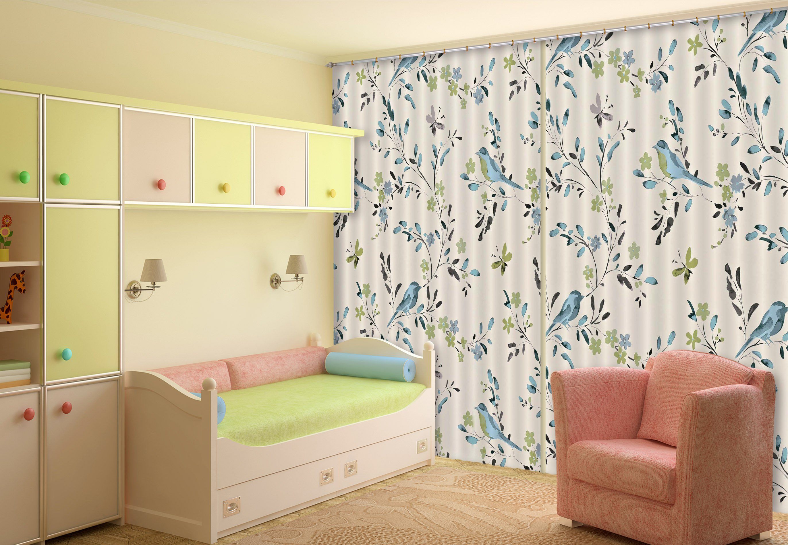 3D Branches Birds 454 Beach Curtains Drapes Wallpaper AJ Wallpaper