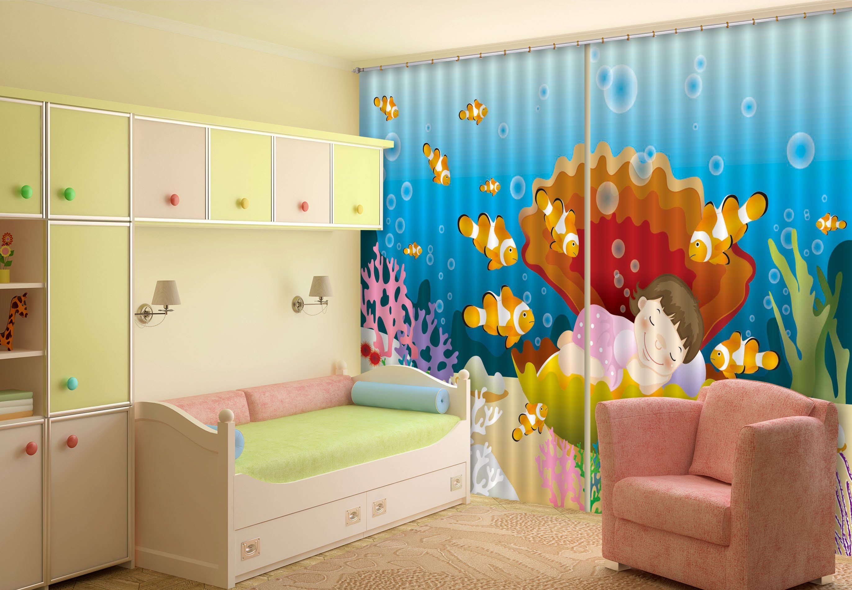 3D Shell Girl 504 Curtains Drapes Wallpaper AJ Wallpaper