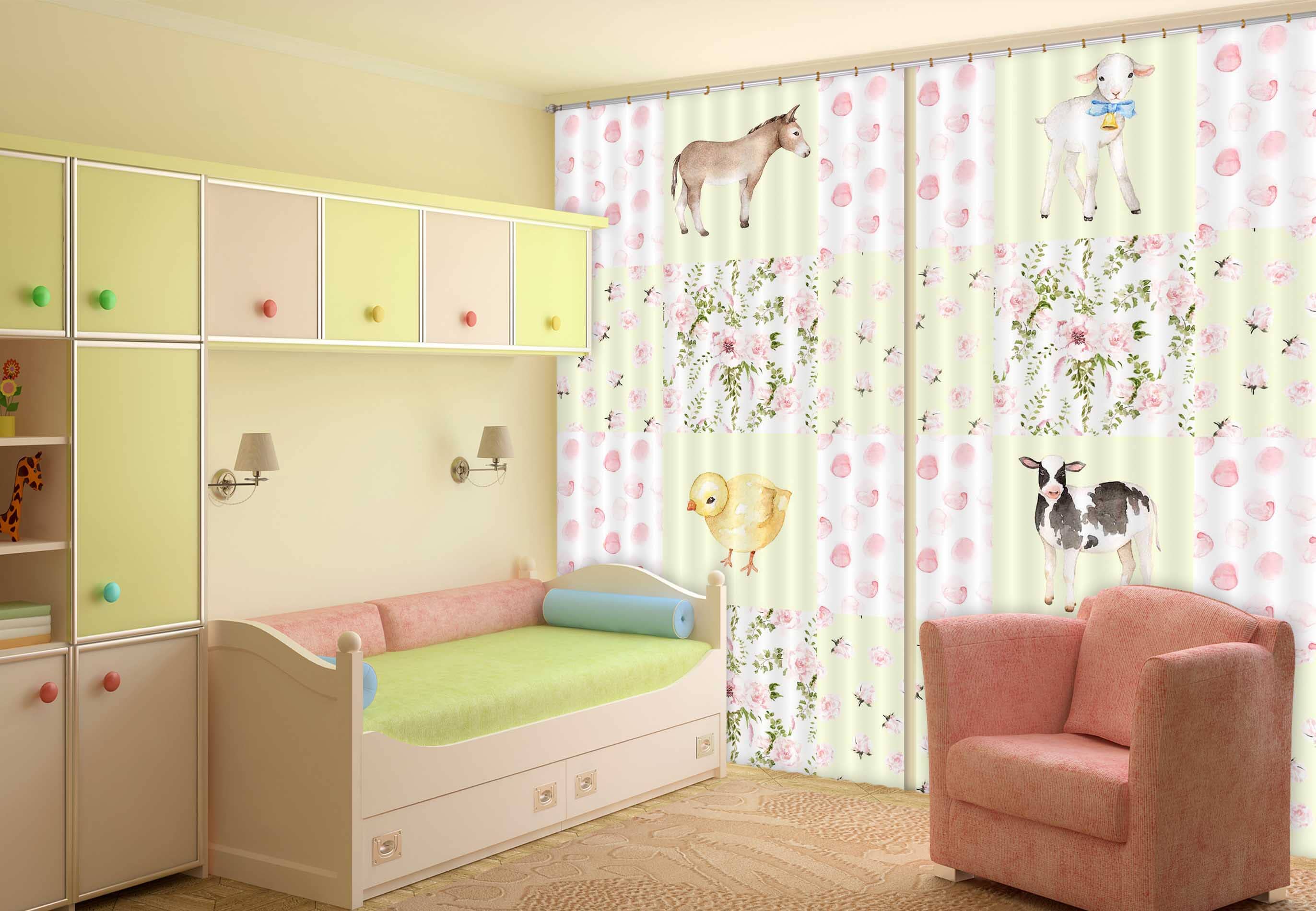 3D Horse Chicken Sheep 115 Uta Naumann Curtain Curtains Drapes Curtains AJ Creativity Home