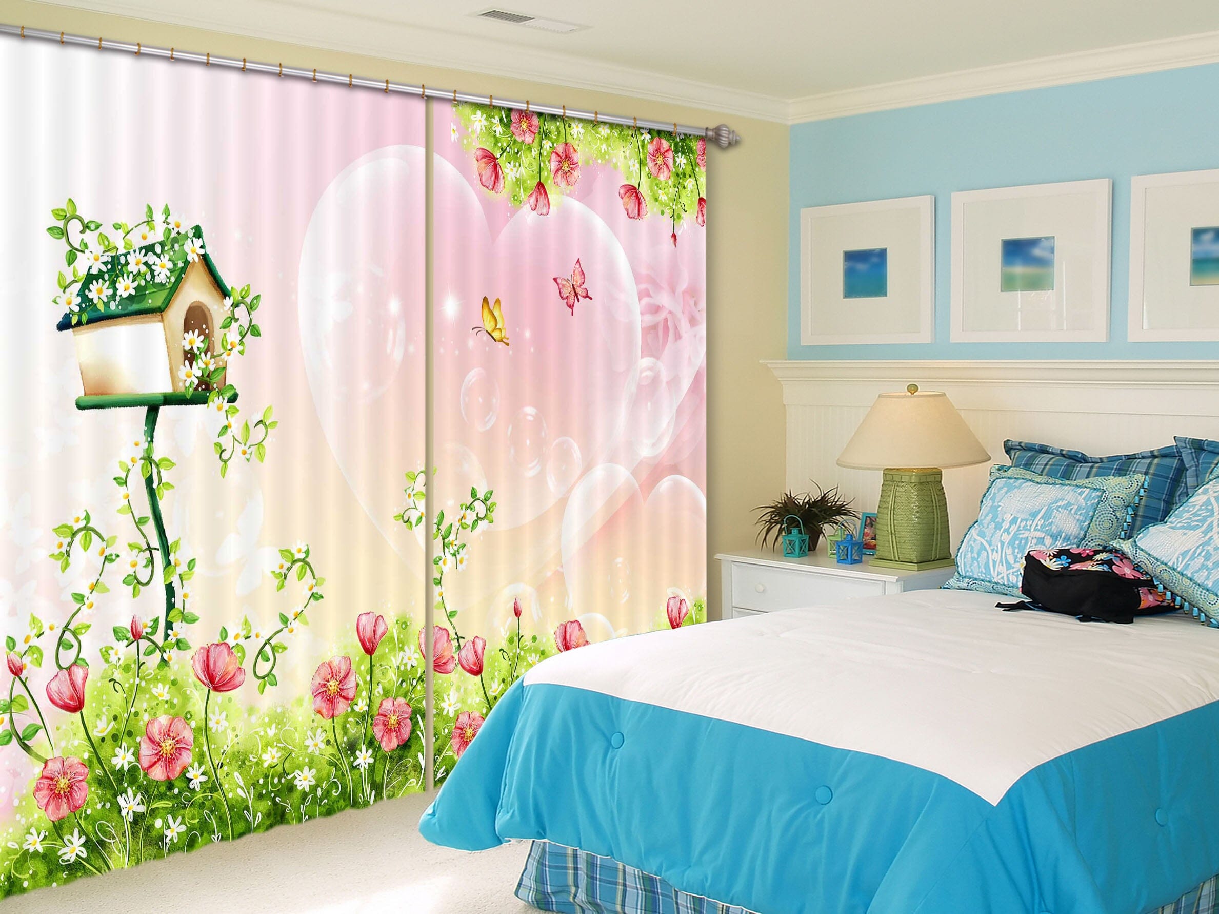 3D Caring Butterfly 802 Curtains Drapes Wallpaper AJ Wallpaper