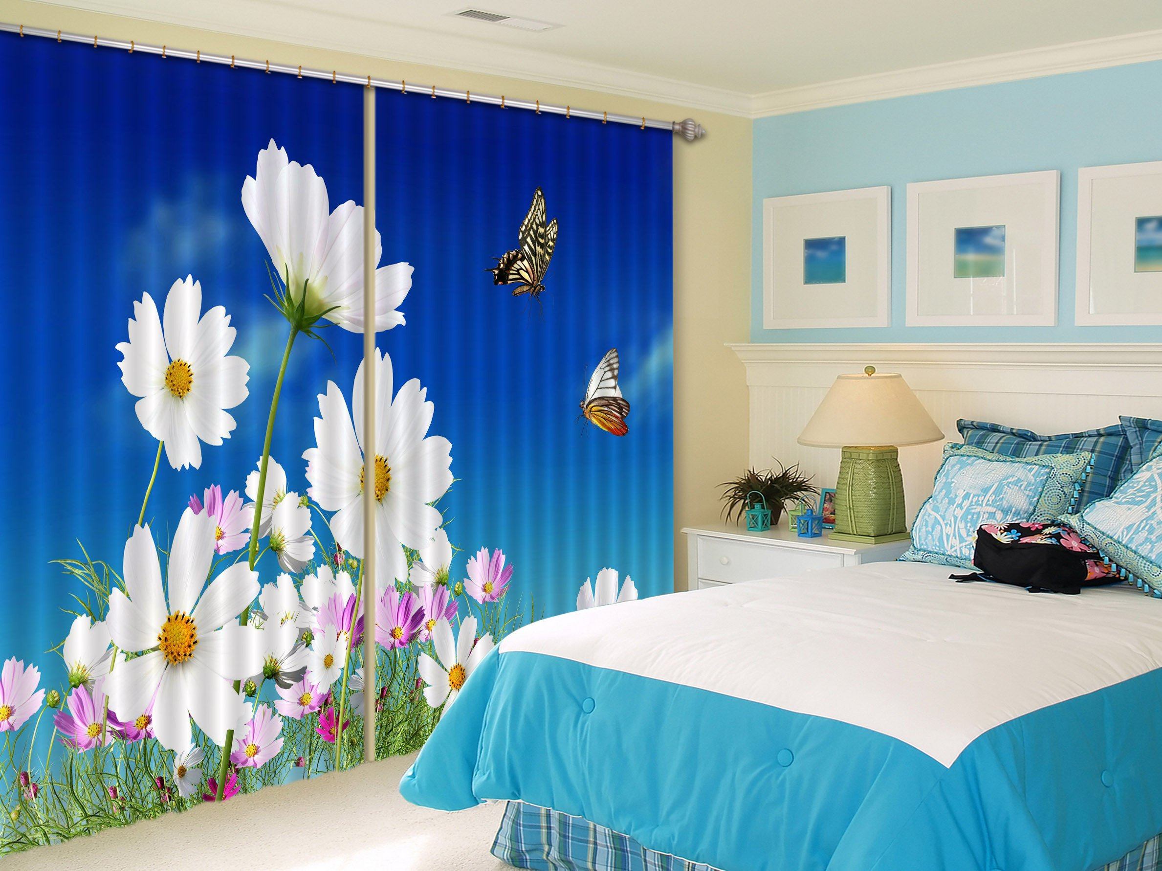 3D Flowers Butterflies 184 Curtains Drapes Wallpaper AJ Wallpaper