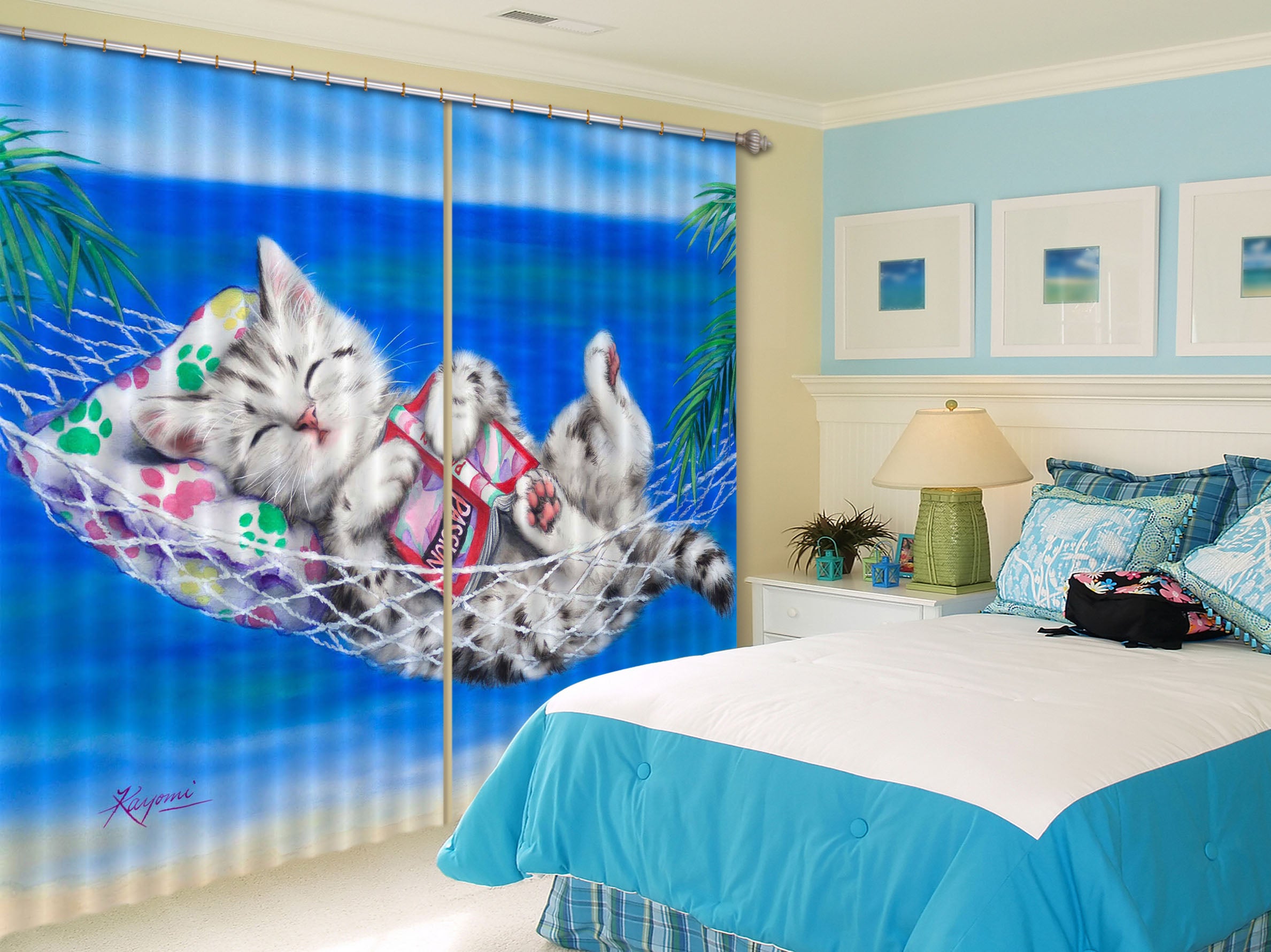 3D Cat Book 9038 Kayomi Harai Curtain Curtains Drapes