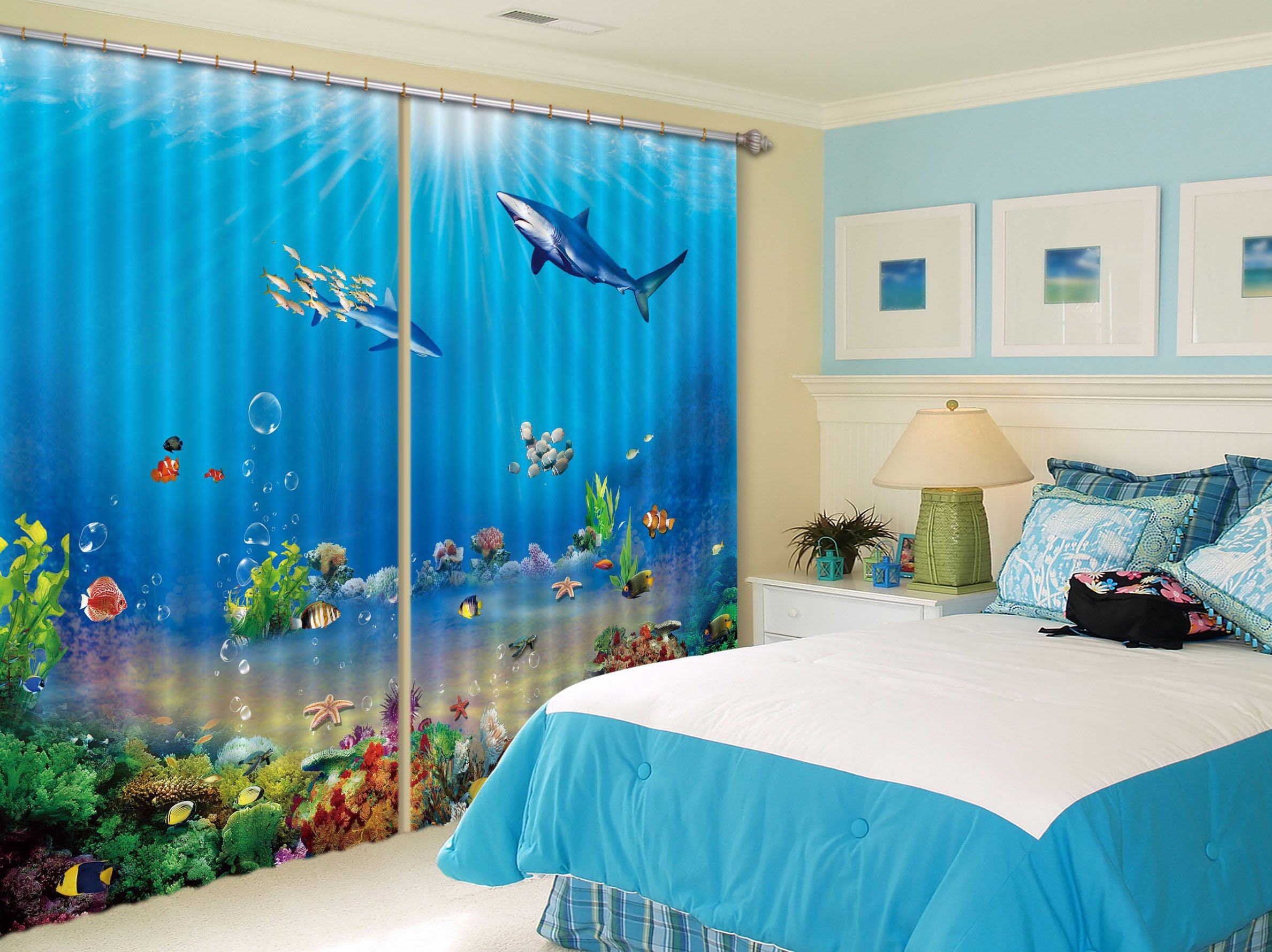 3D Ocean World 201 Curtains Drapes Wallpaper AJ Wallpaper