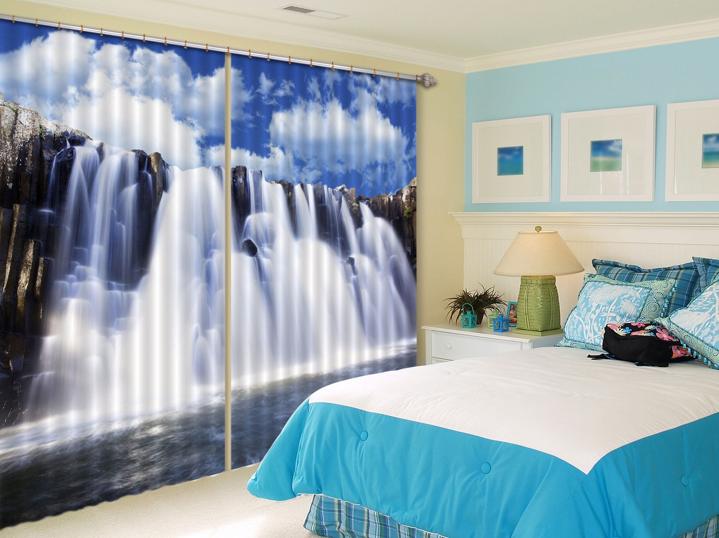 3D Abundant Waterfall Curtains Drapes Wallpaper AJ Wallpaper